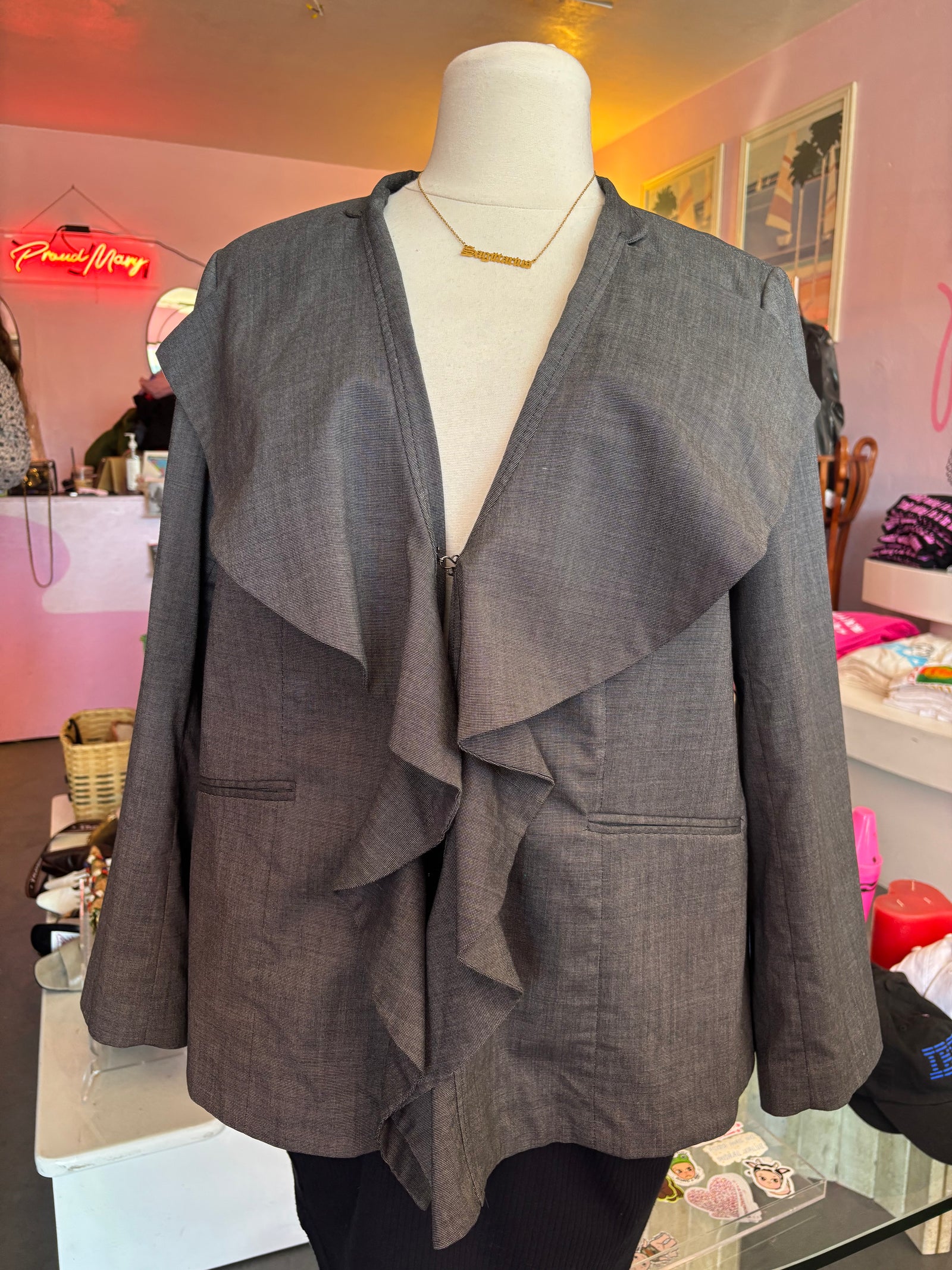 Y2K Frill Front Blazer - Size 24