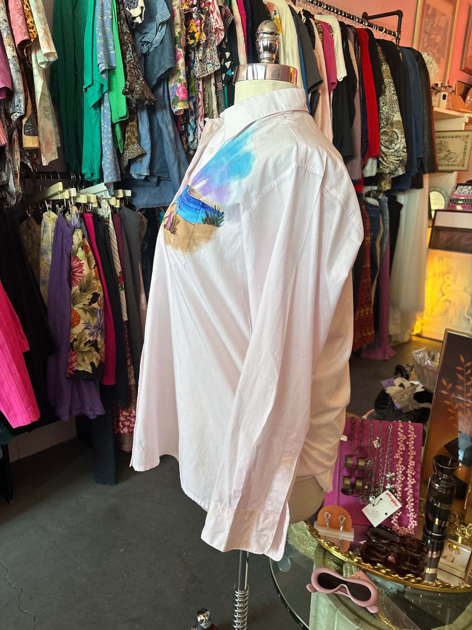 Beach Time Button up - 1X (oversized fit)