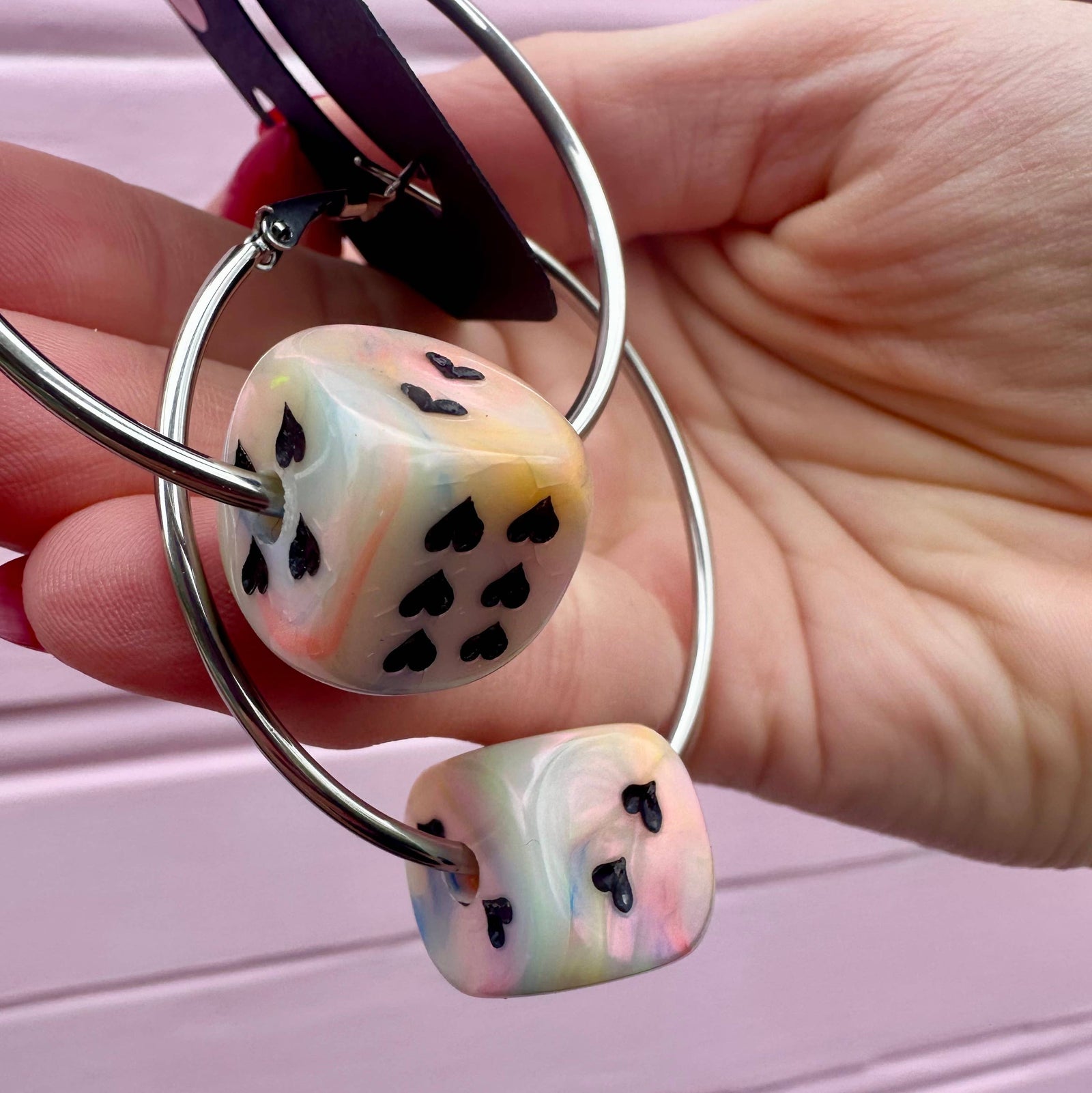 Love's A Gamble Dice Hoops Earrings