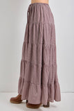 Micro-plaid Tiered Maxi Skirt