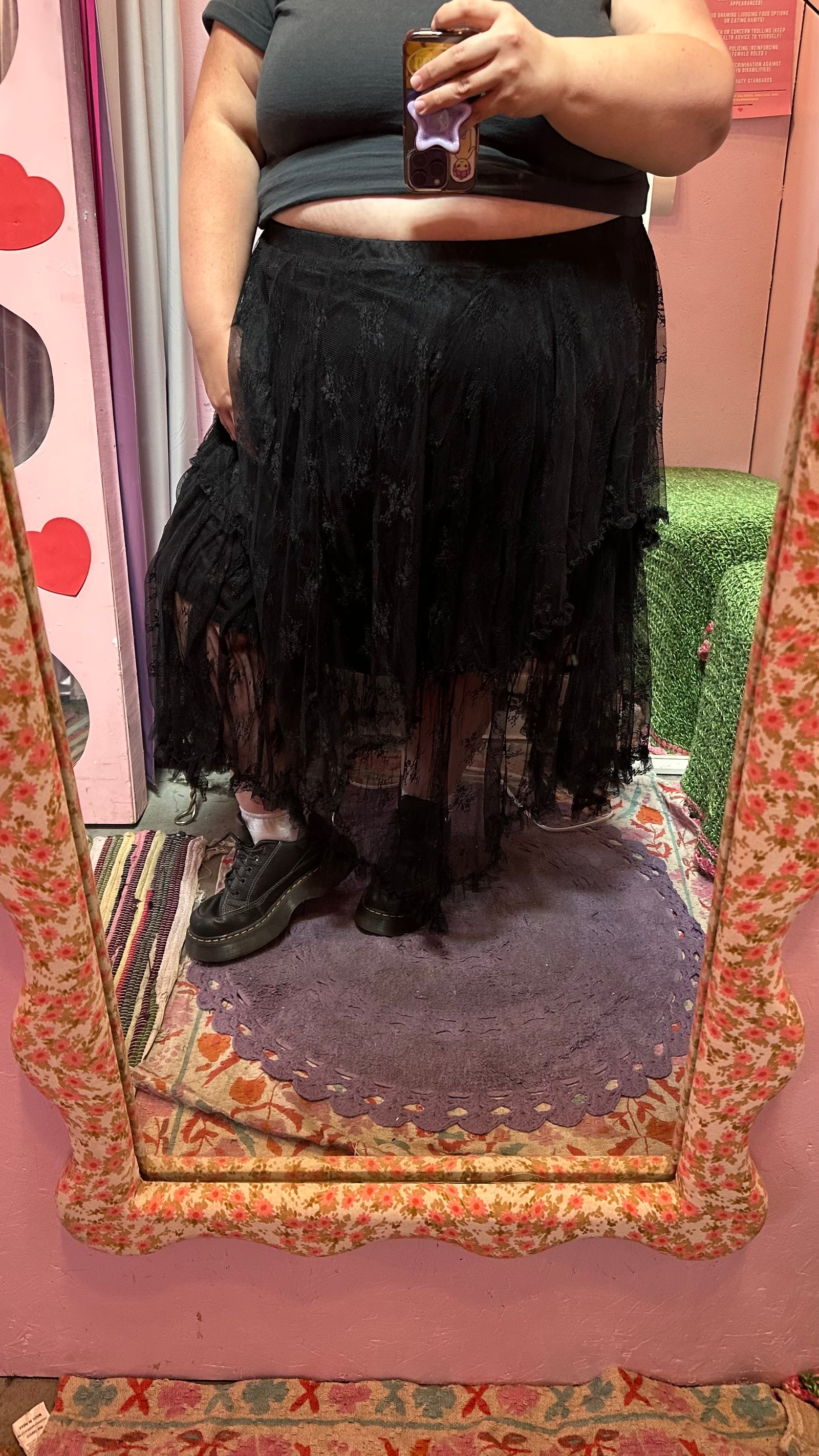 EMBELLISHED LACE HEM SKIRT