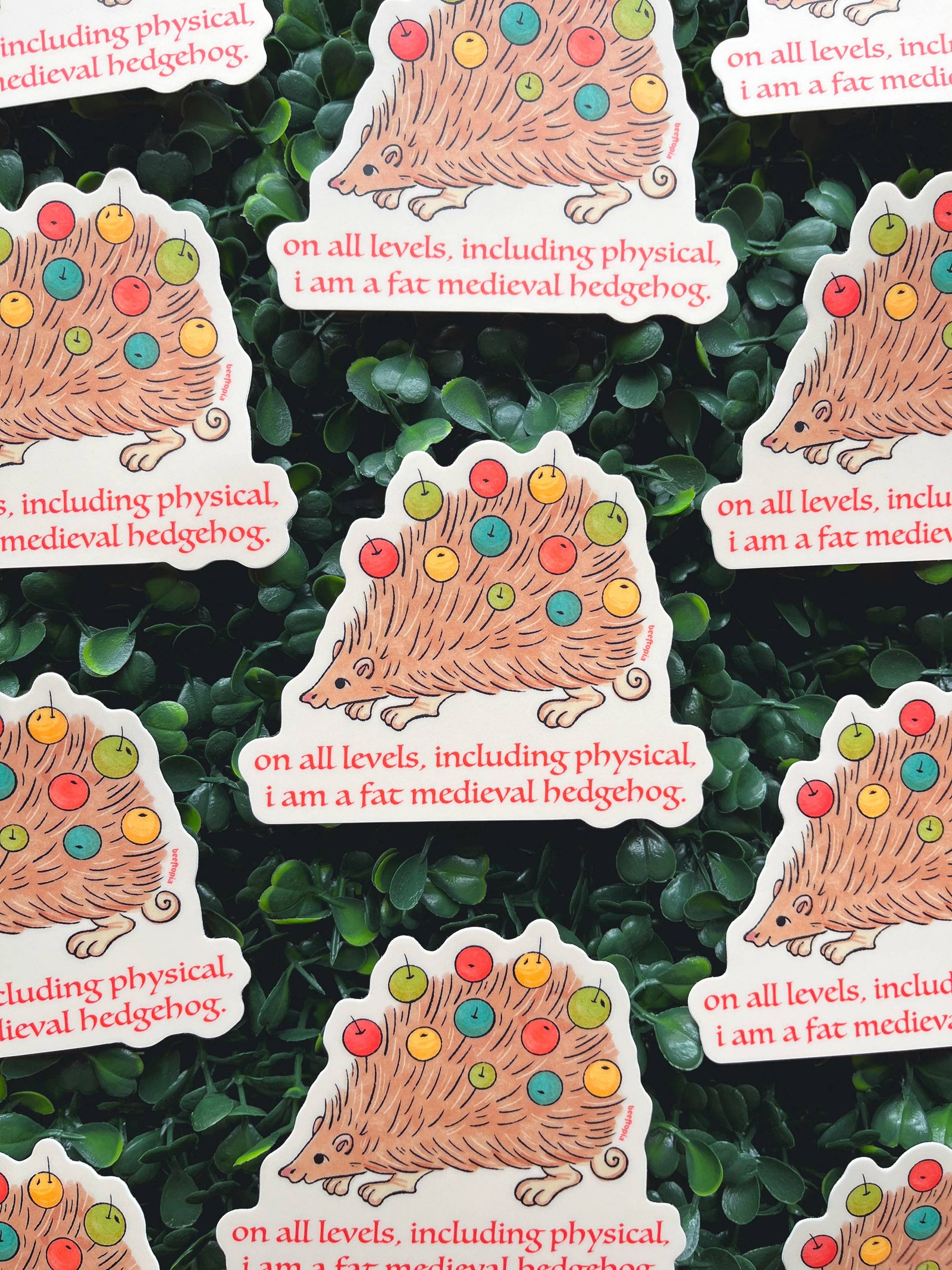 Fat Medieval Hedgehog Waterproof Vinyl Sticker