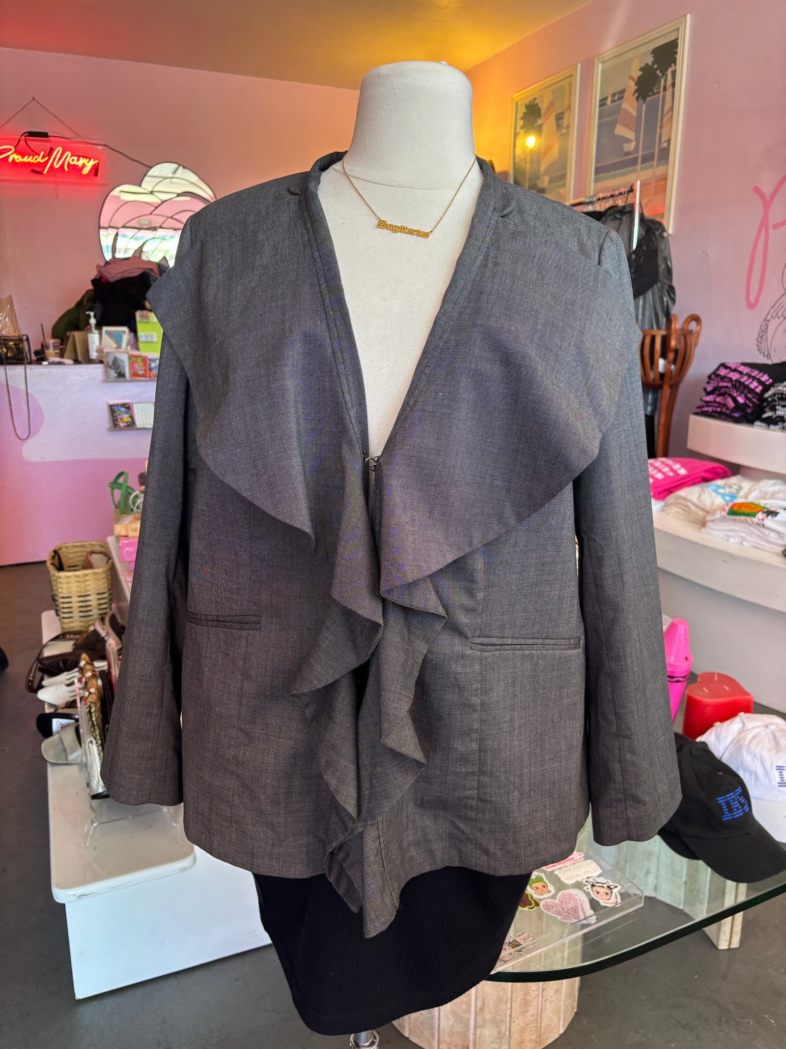 Y2K Frill Front Blazer - Size 24