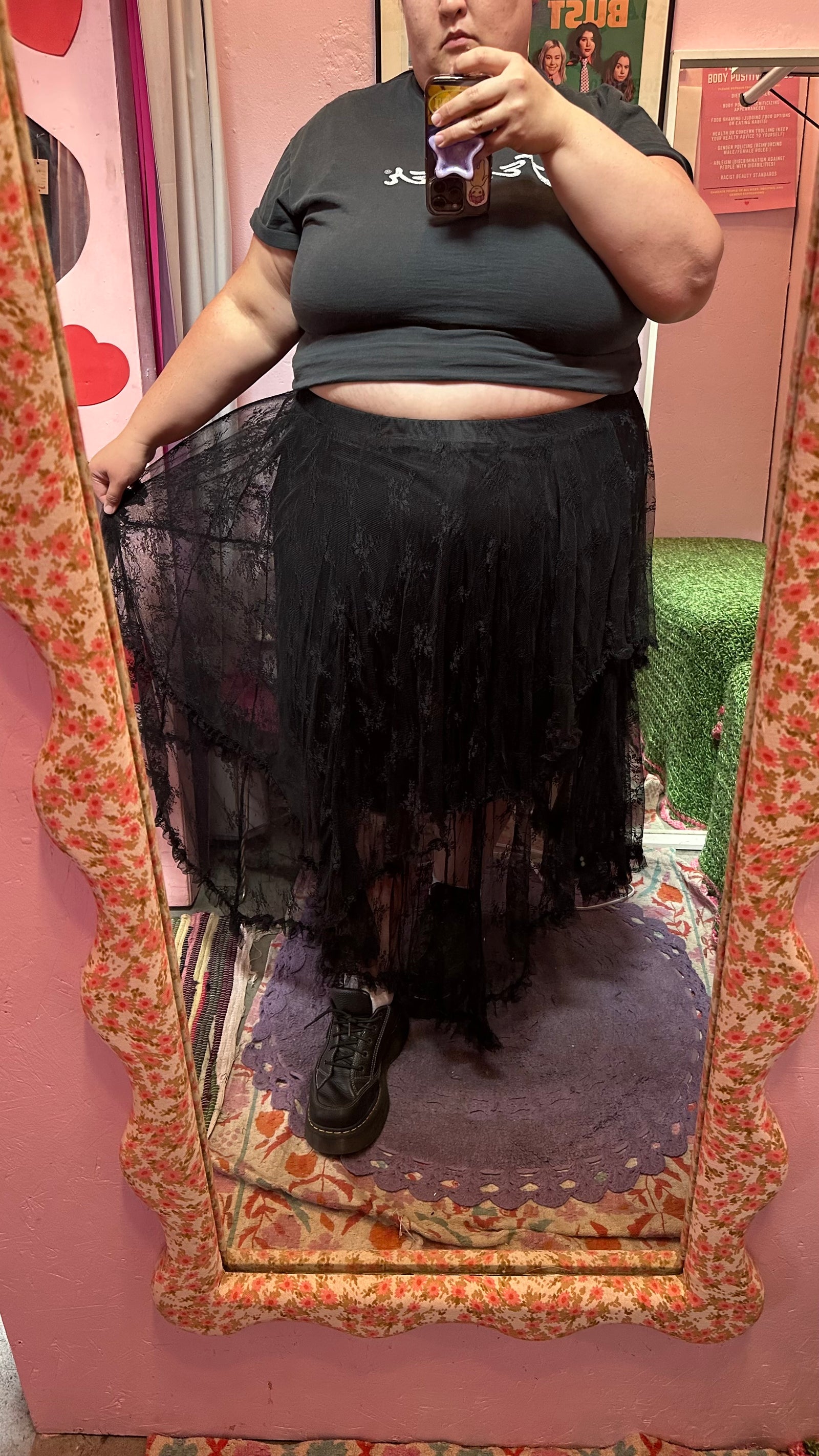 EMBELLISHED LACE HEM SKIRT