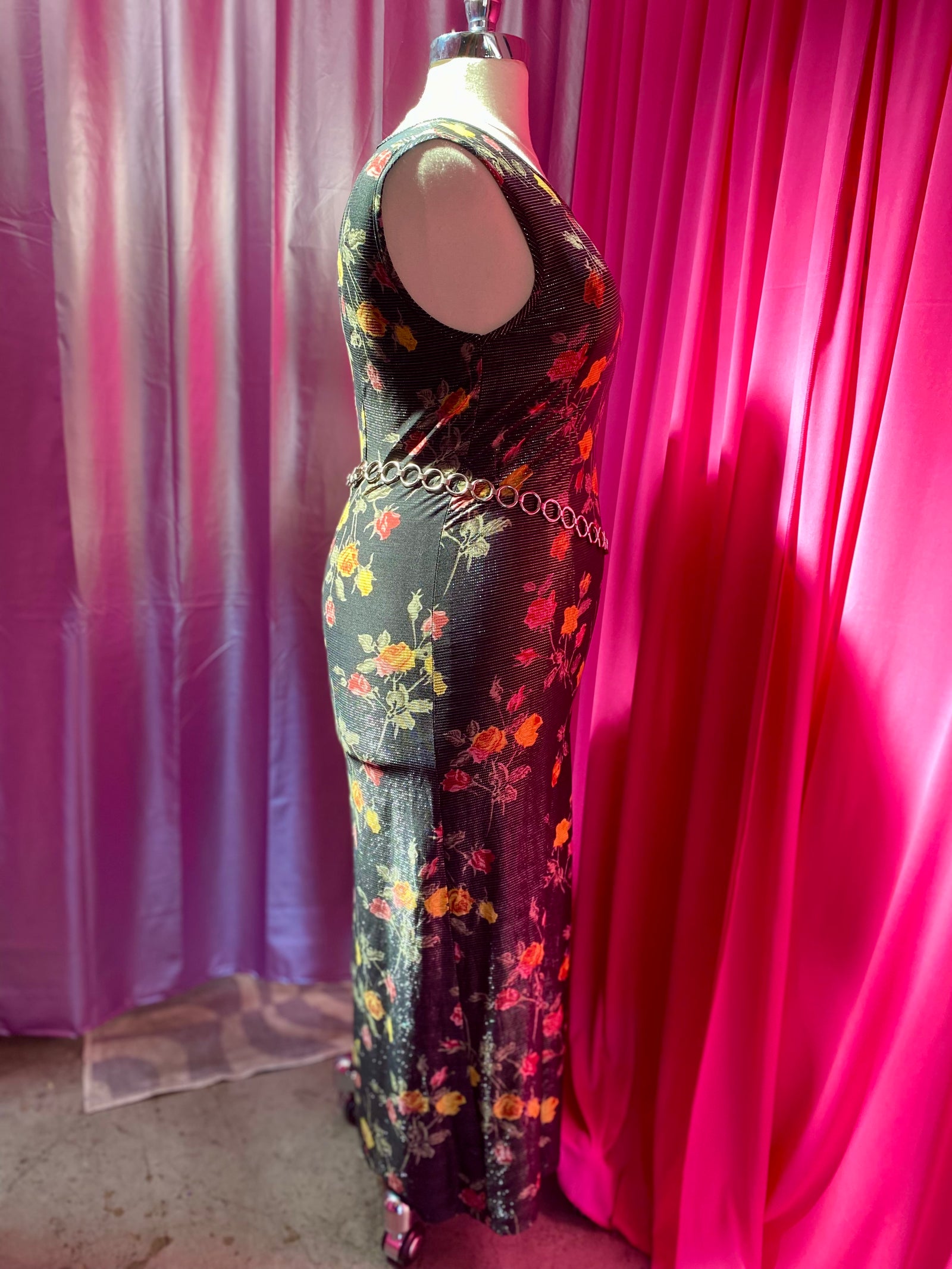 Chrome Floral Maxi Dress - 1X