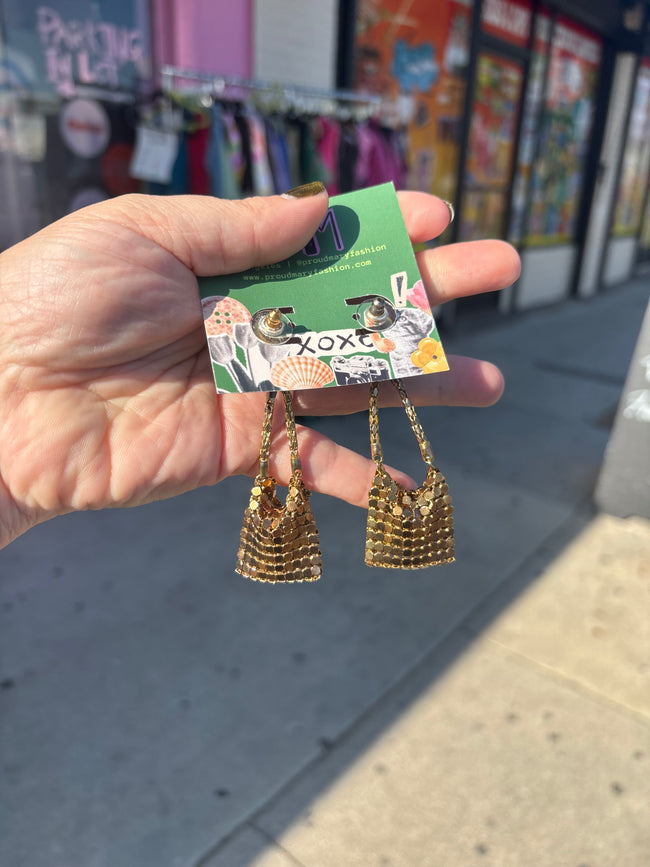 Rare Vintage Chain Link Purse Earrings