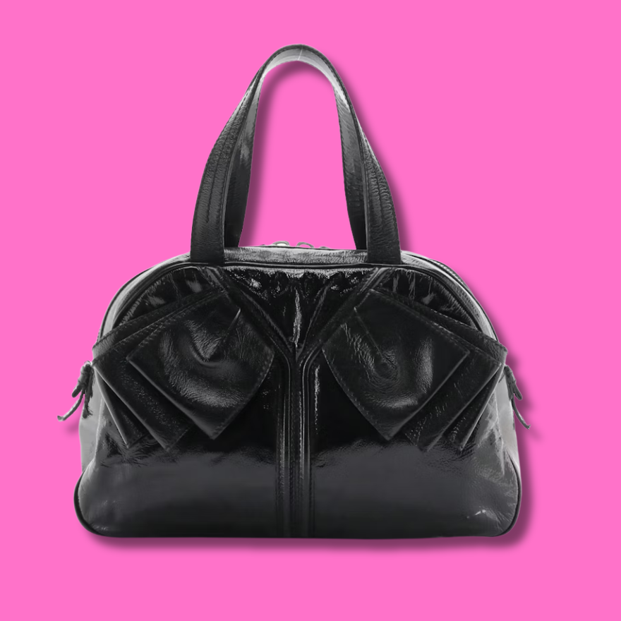 YSL Patent Leather Bowler Bag with Bow Detail - Final Sale