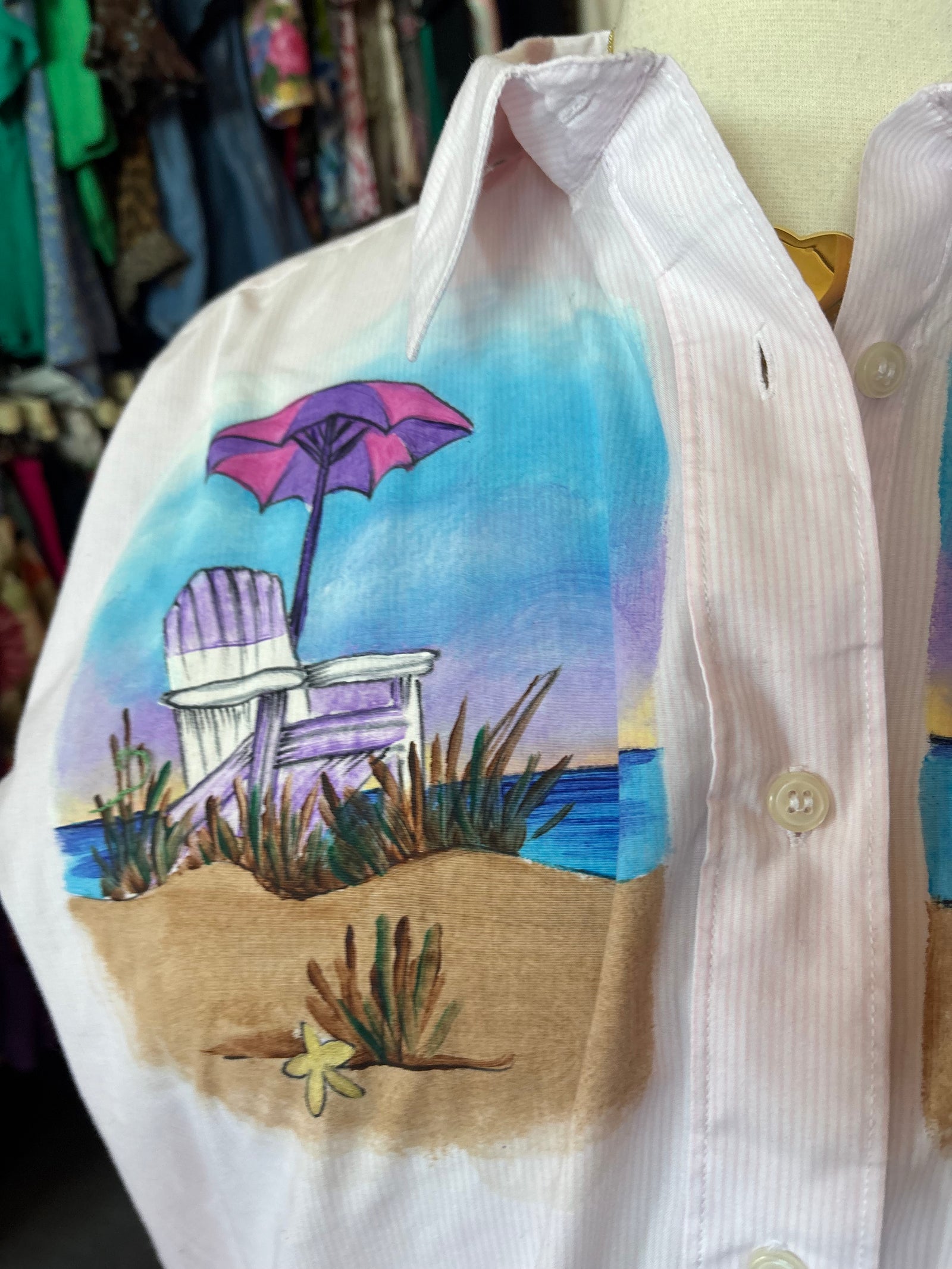 Beach Time Button up - 1X (oversized fit)