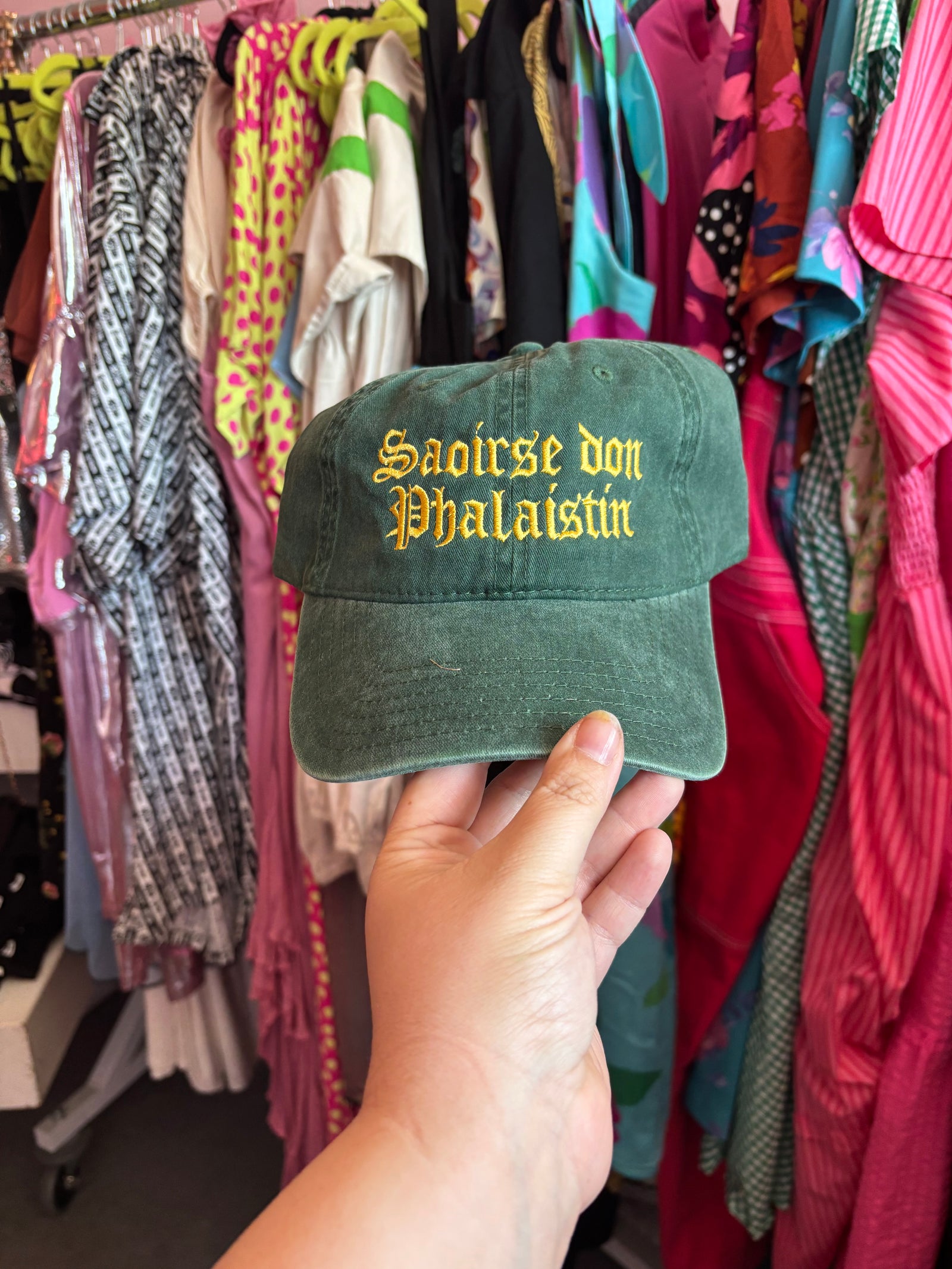 Irish Free Palestine Cap – Washed Green 100% Cotton Dad Hat