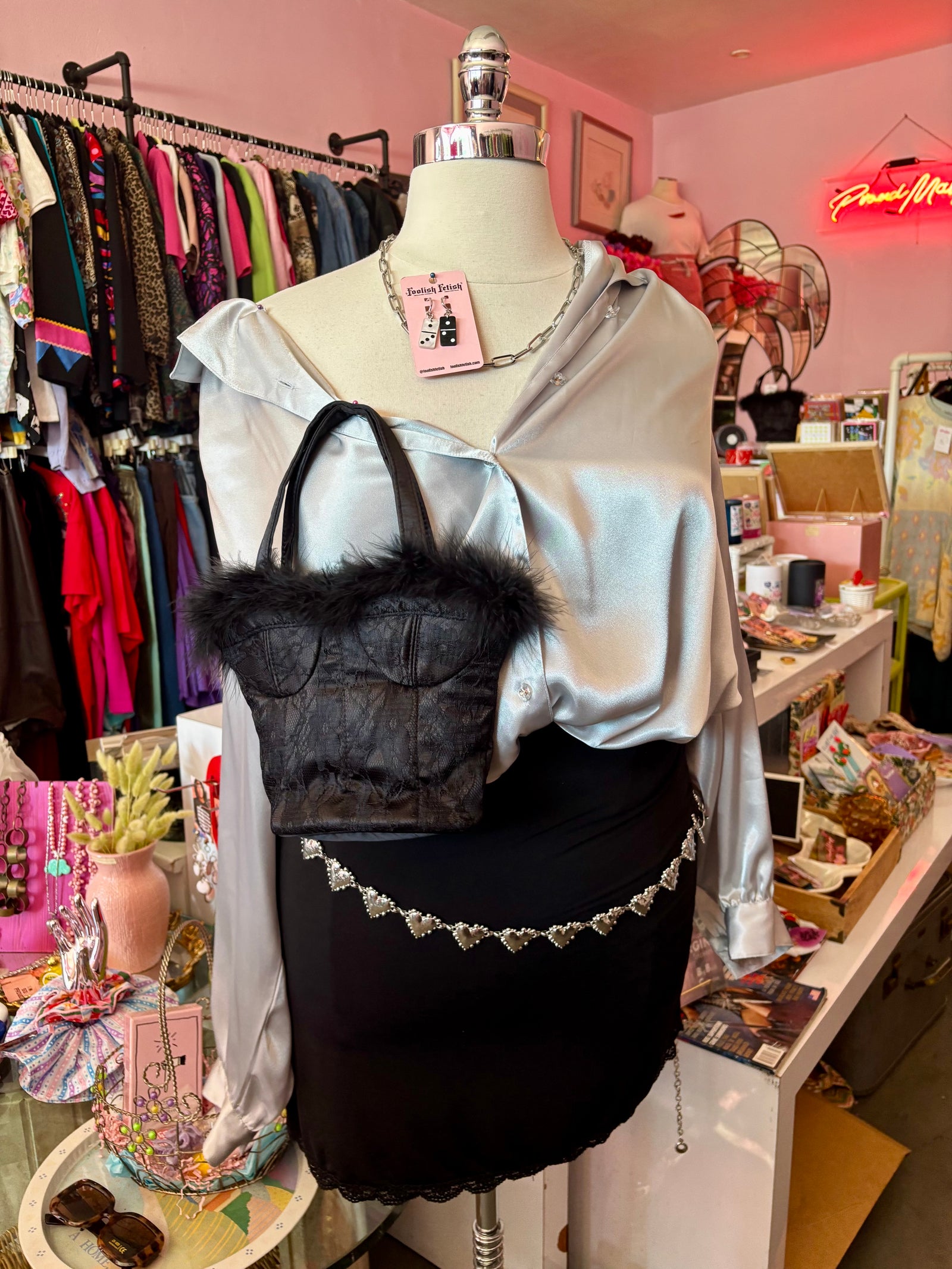 Silver Hammered Heart Adjustable Chain Belt - Size 1X-6X