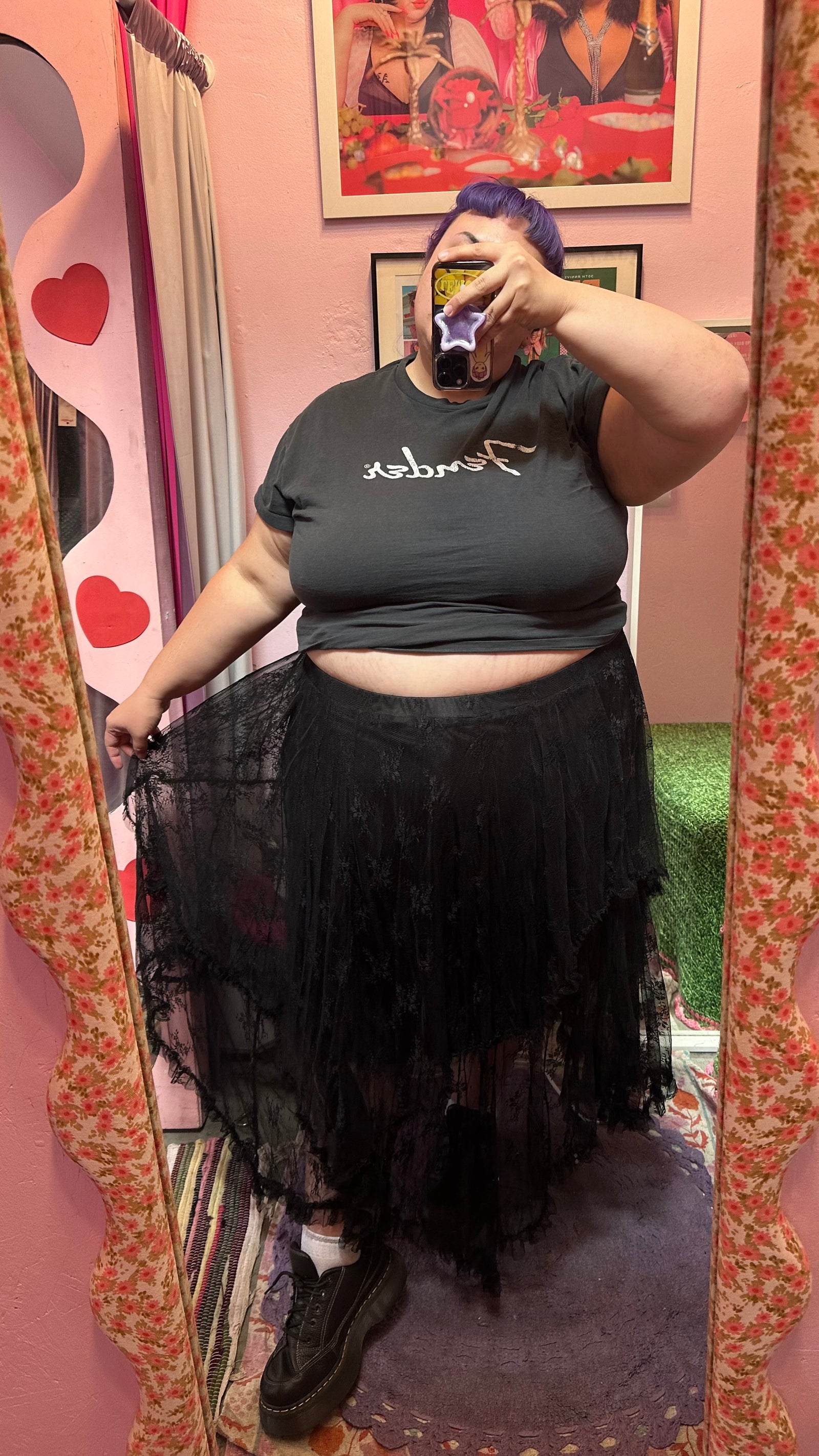 EMBELLISHED LACE HEM SKIRT