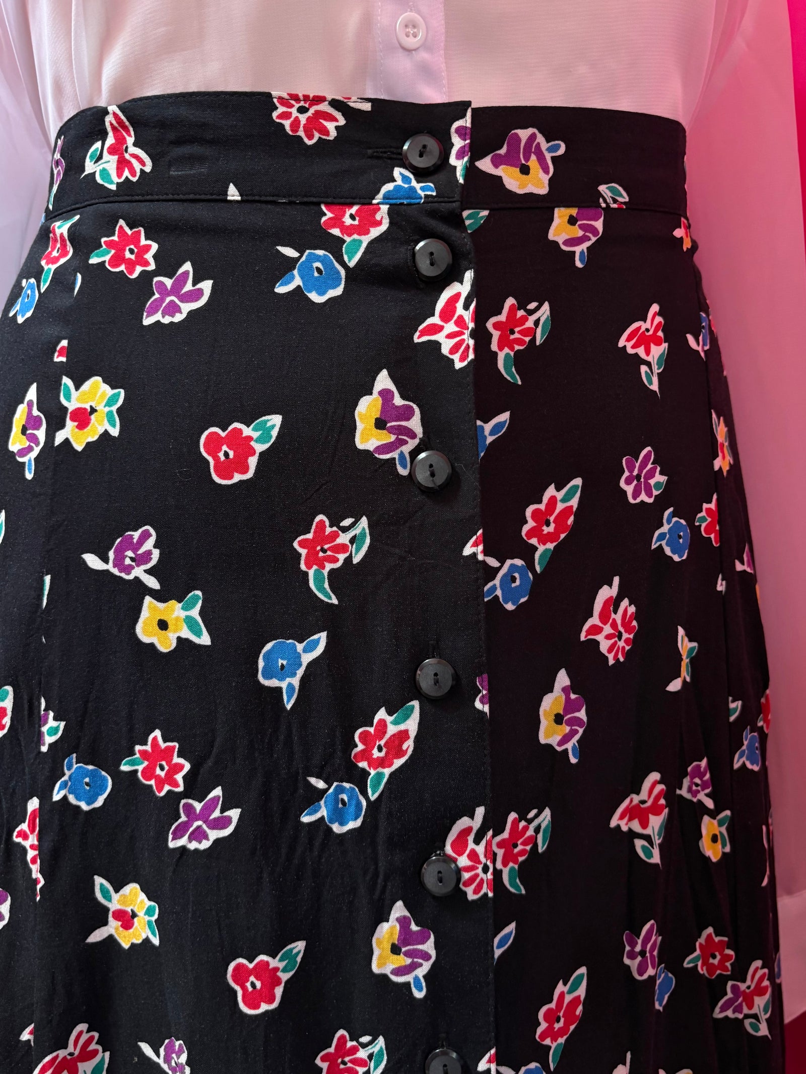 Sag Harbor Floral Button Midi Skirt
