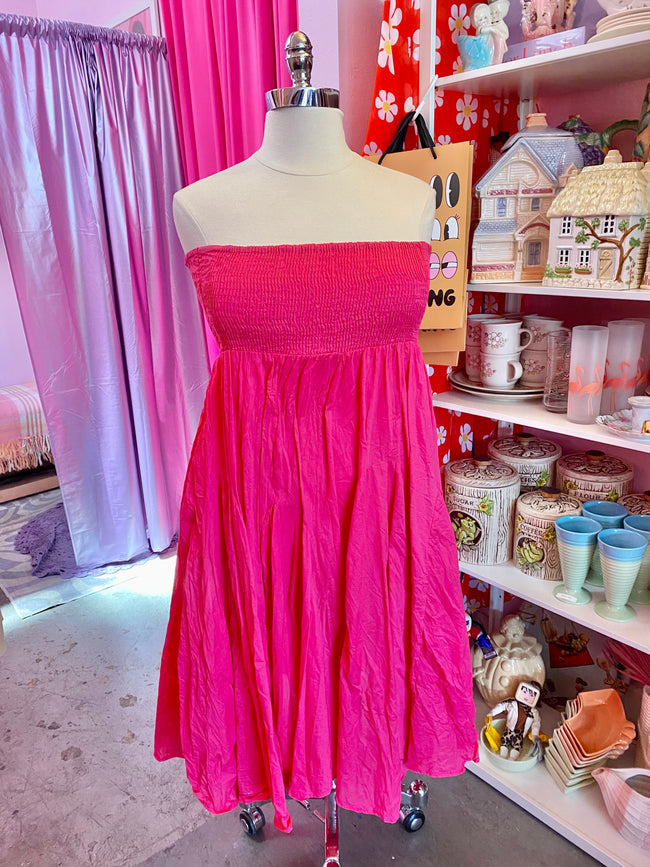 Y2K Pink Cotton Bandeau Dress - 2X