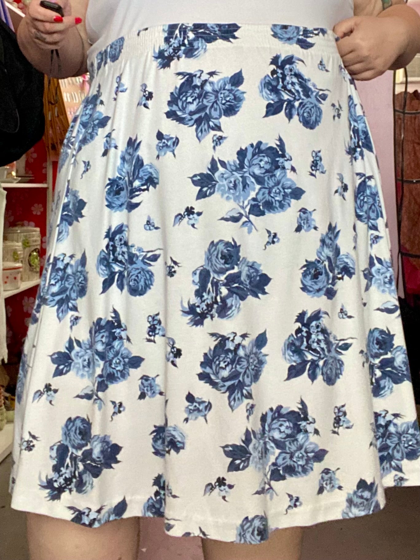 2000s Blue Rose Skirt - 4X/5X