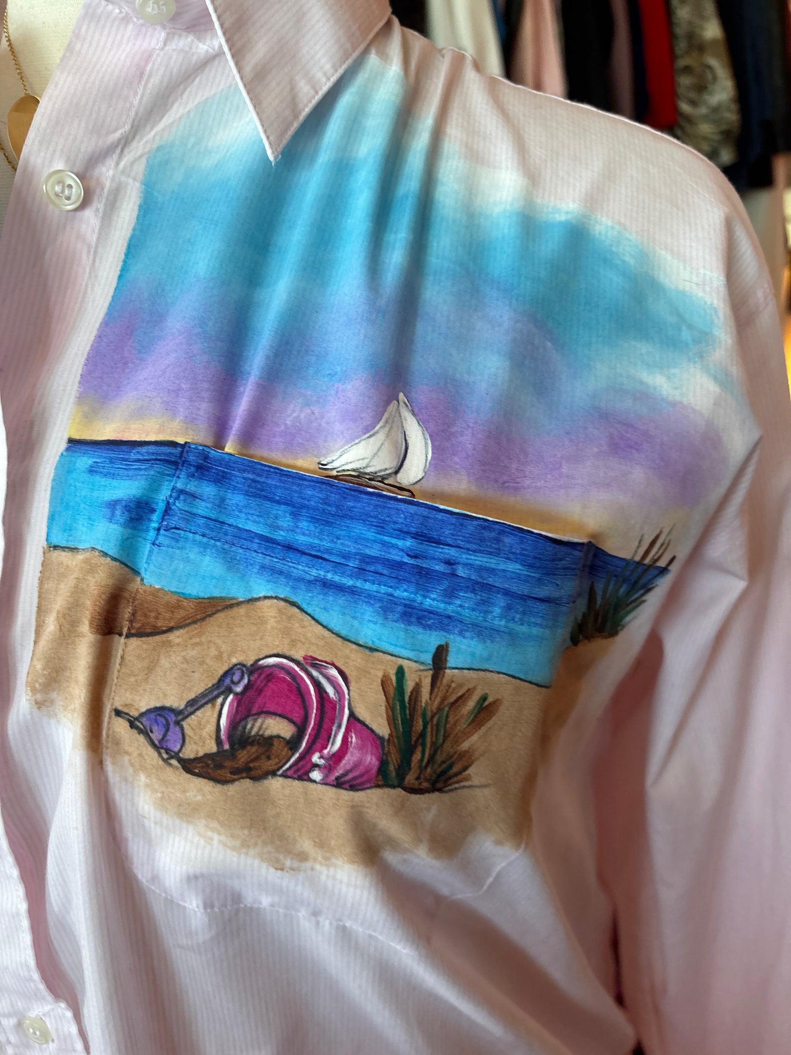 Beach Time Button up - 1X (oversized fit)