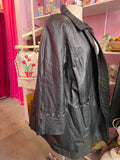 Vintage Jessica London Leather Midi Coat with Grommets - Size 22