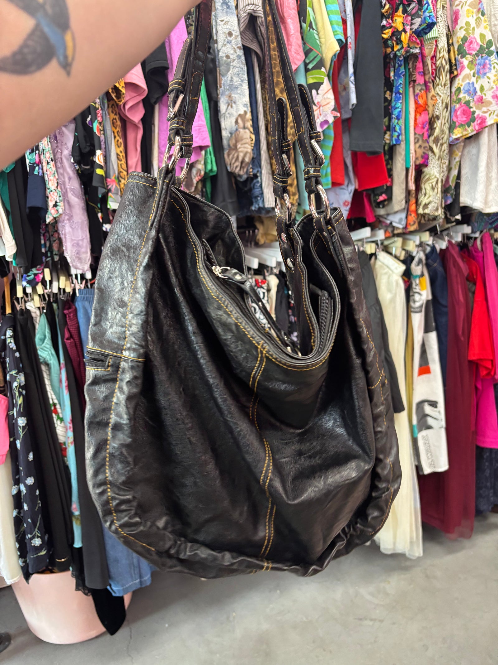 Y2K Leather Bag with O-Rings