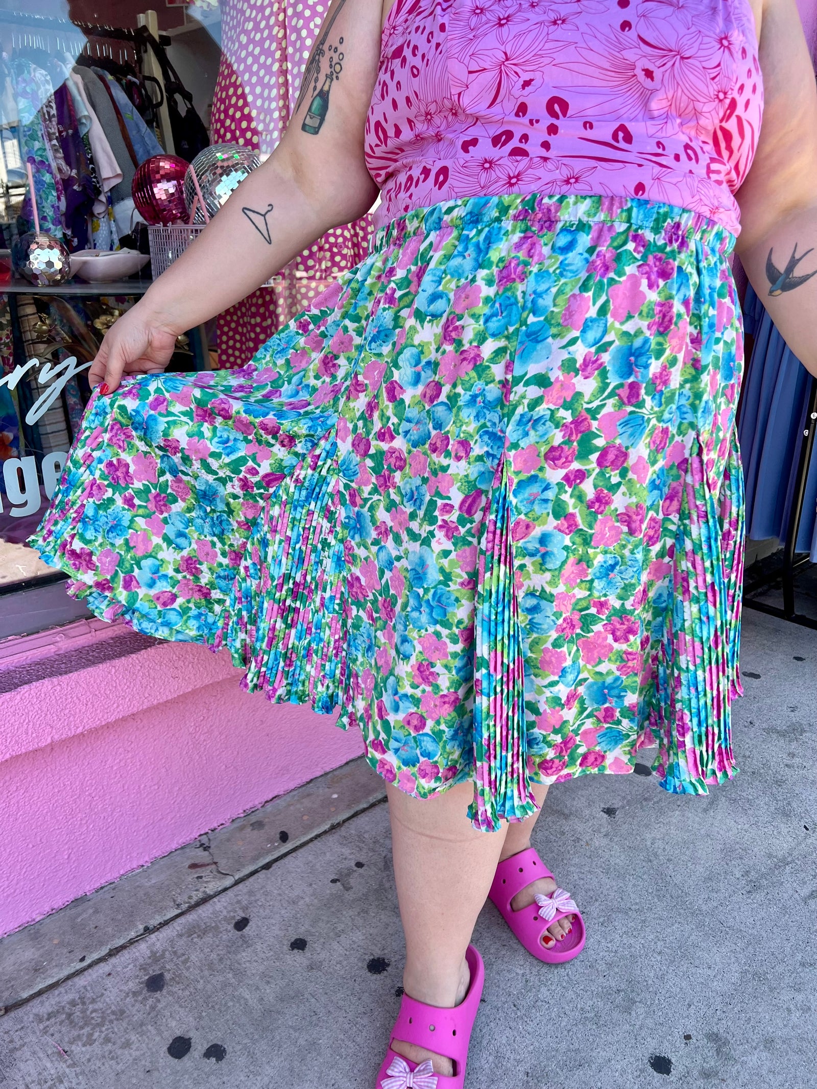 Custom Altered Vintage 80’s Impressionist Floral Skirt - 5X/6X