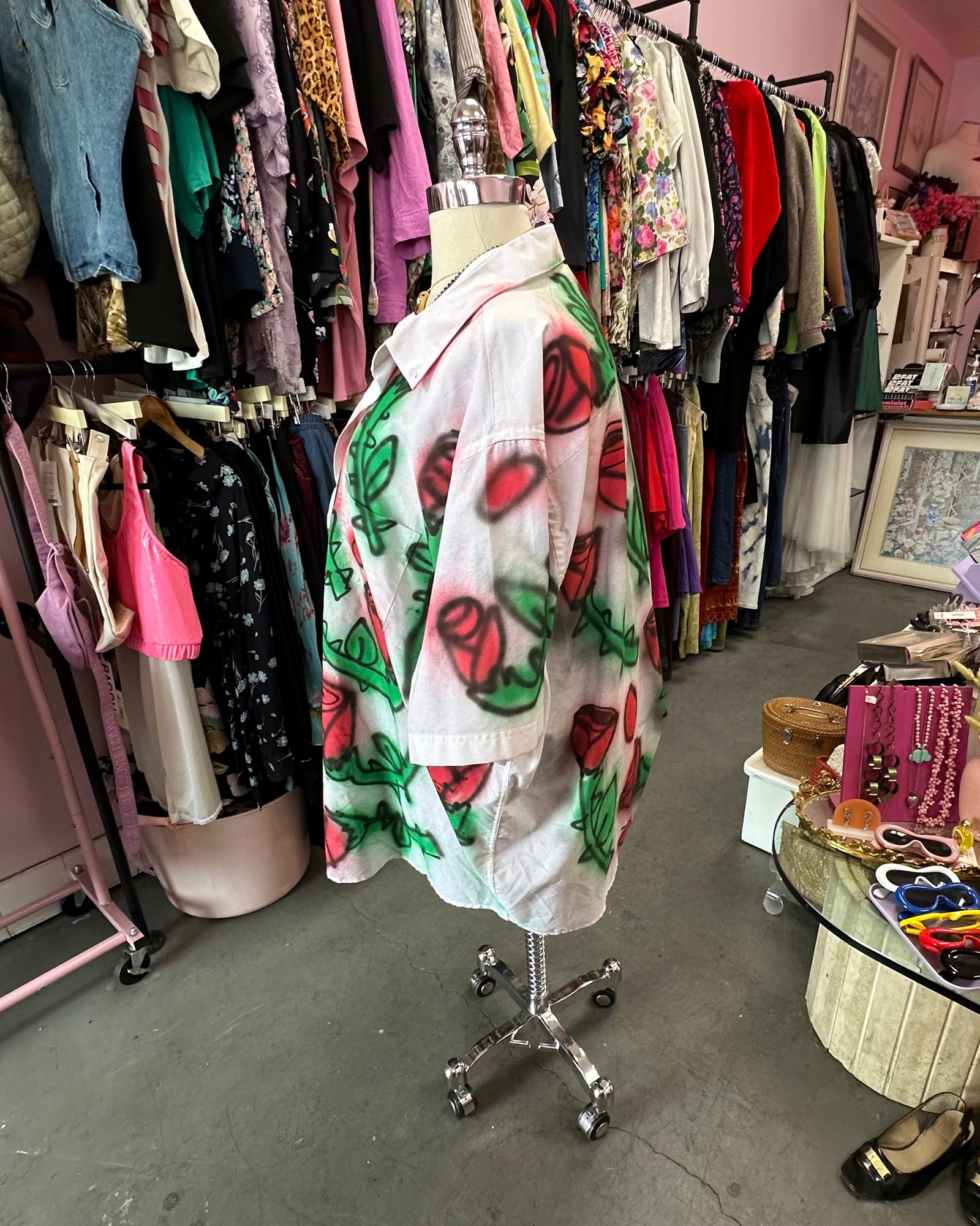 Customland x Proud Mary Thorny Rose Print Button-Up - 4X/5X