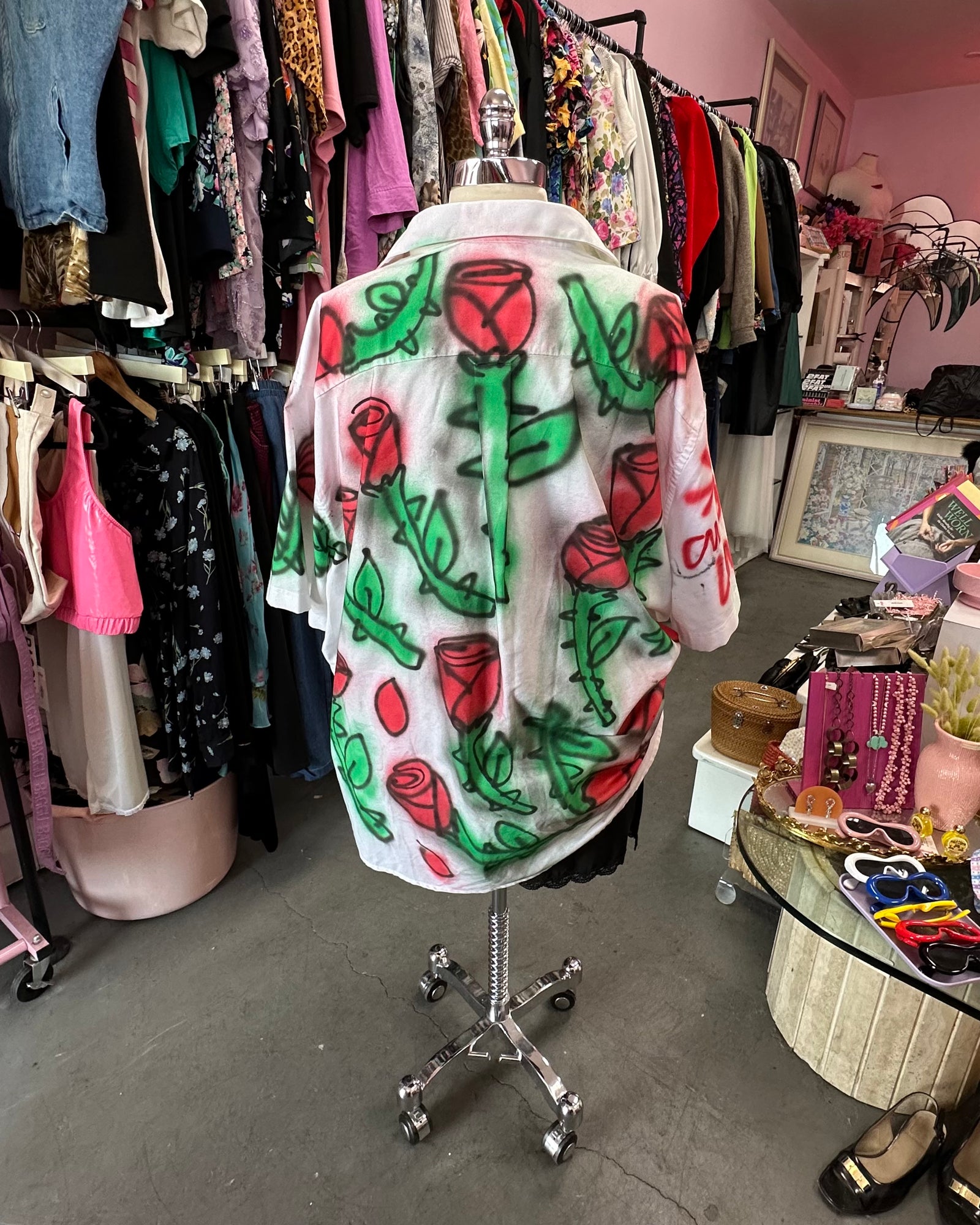 Customland x Proud Mary Thorny Rose Print Button-Up - 4X/5X