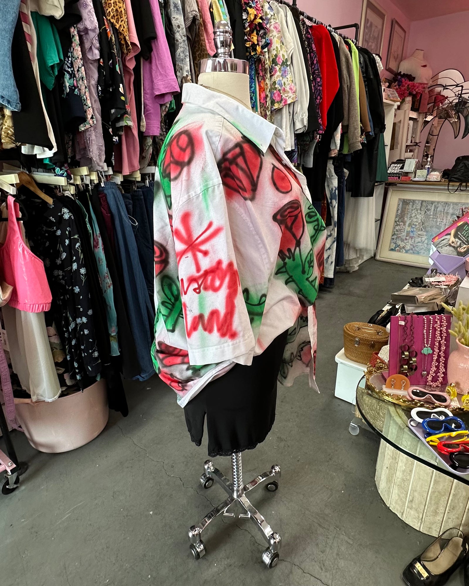 Customland x Proud Mary Thorny Rose Print Button-Up - 4X/5X