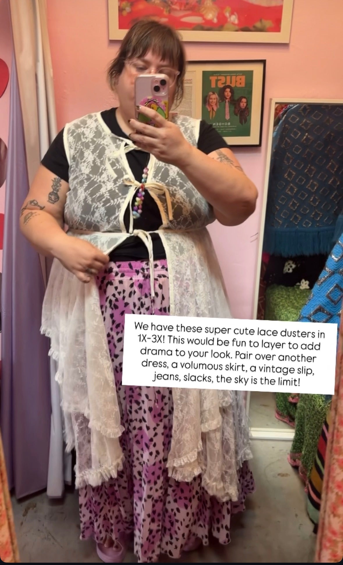 Plus Size Sleeveless Lace Duster