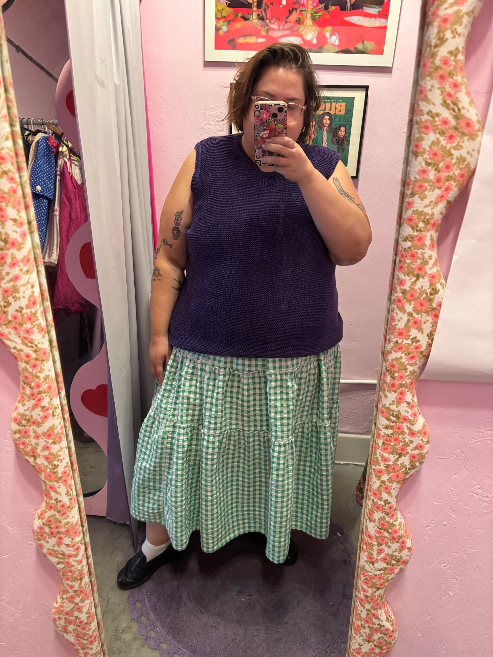 Eggplant Knit Ribbed Trim Vest - Size 2X-4X