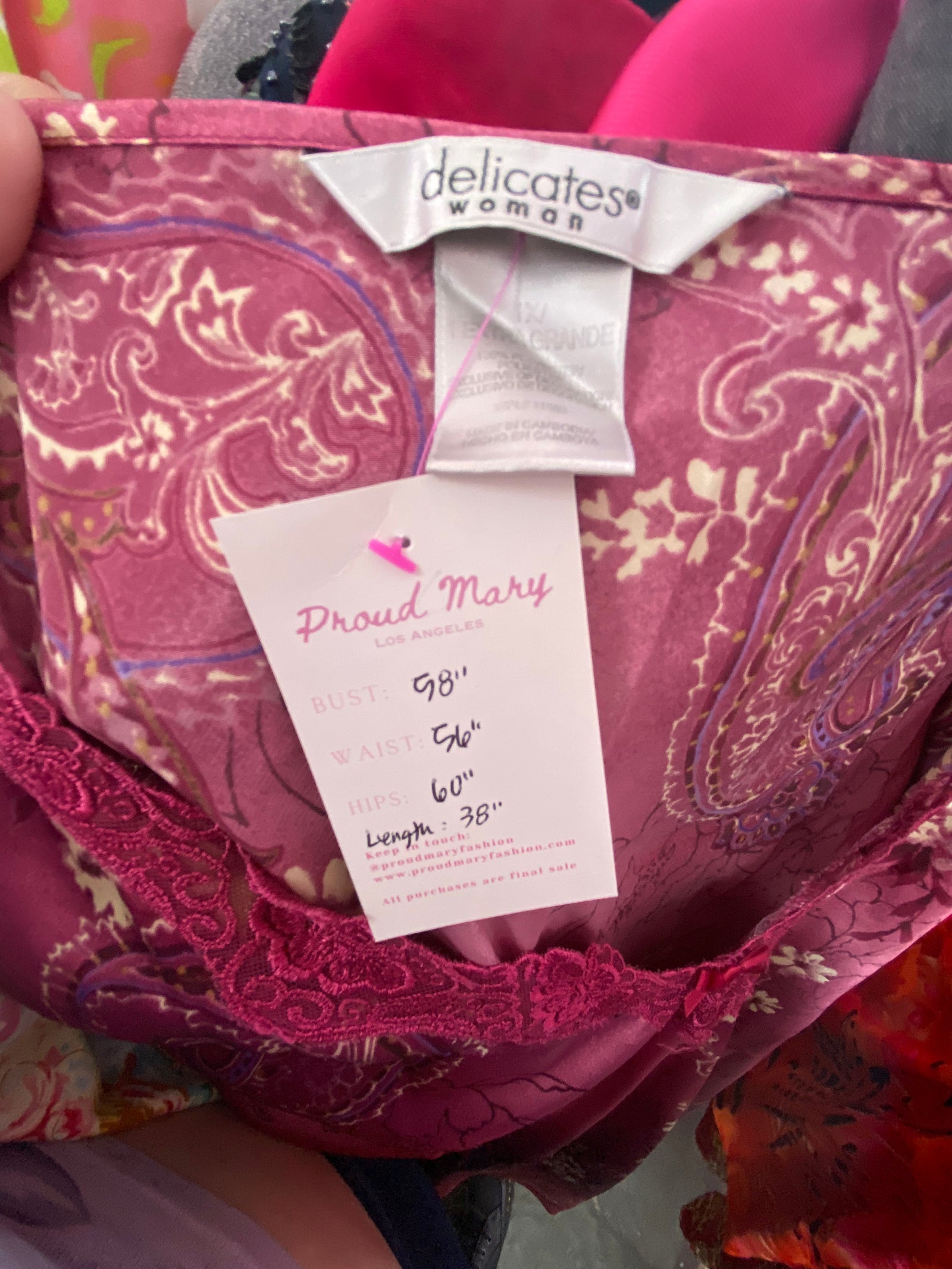 00s Berry Floral Paisley Slinky Nighty
