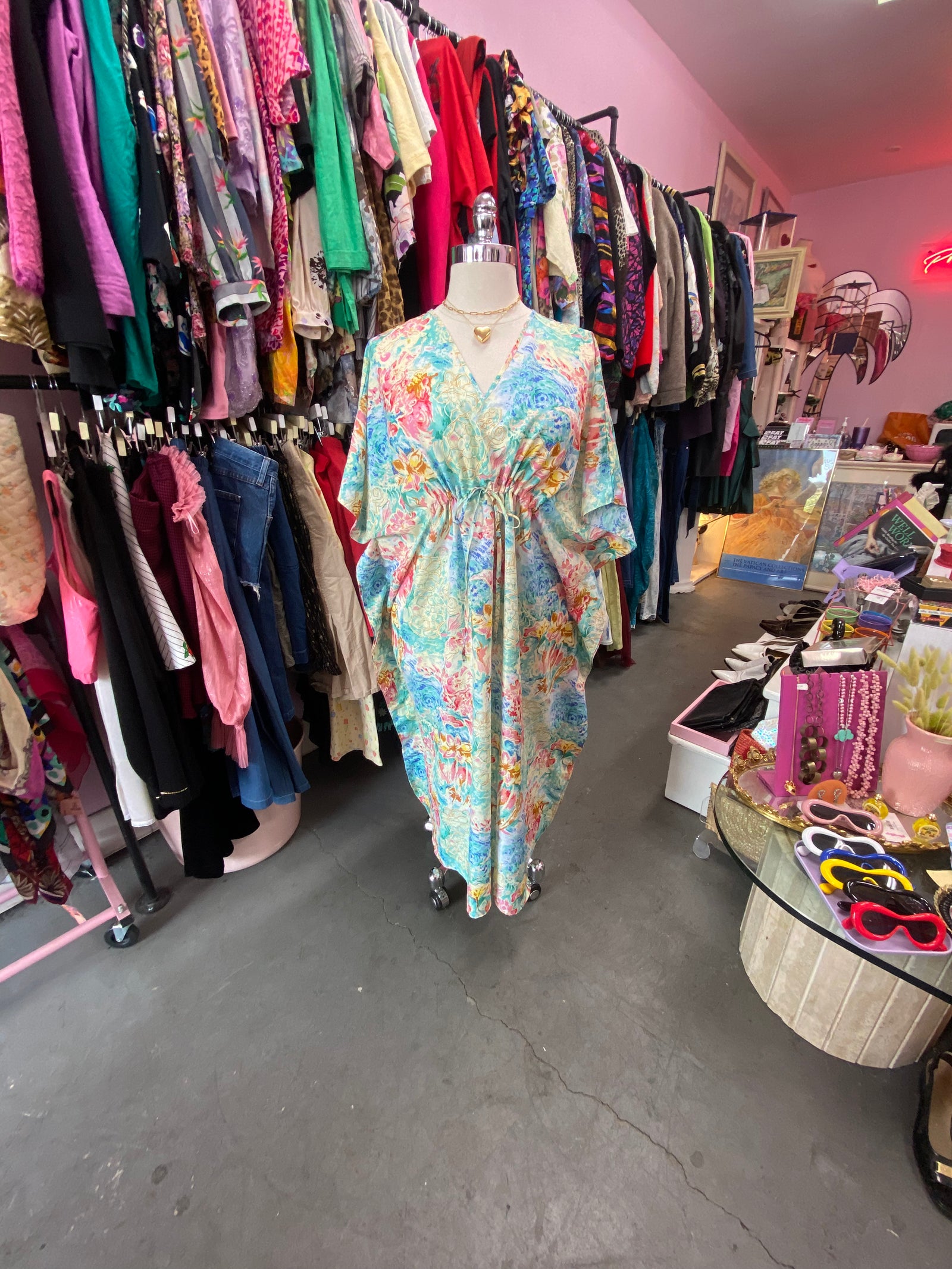 80s Beachy Floral Caftan