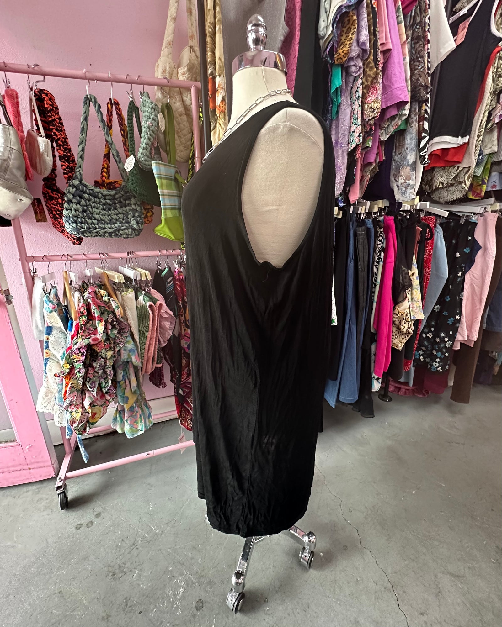 90s Slinky Wide Strap Tank Shift Dress