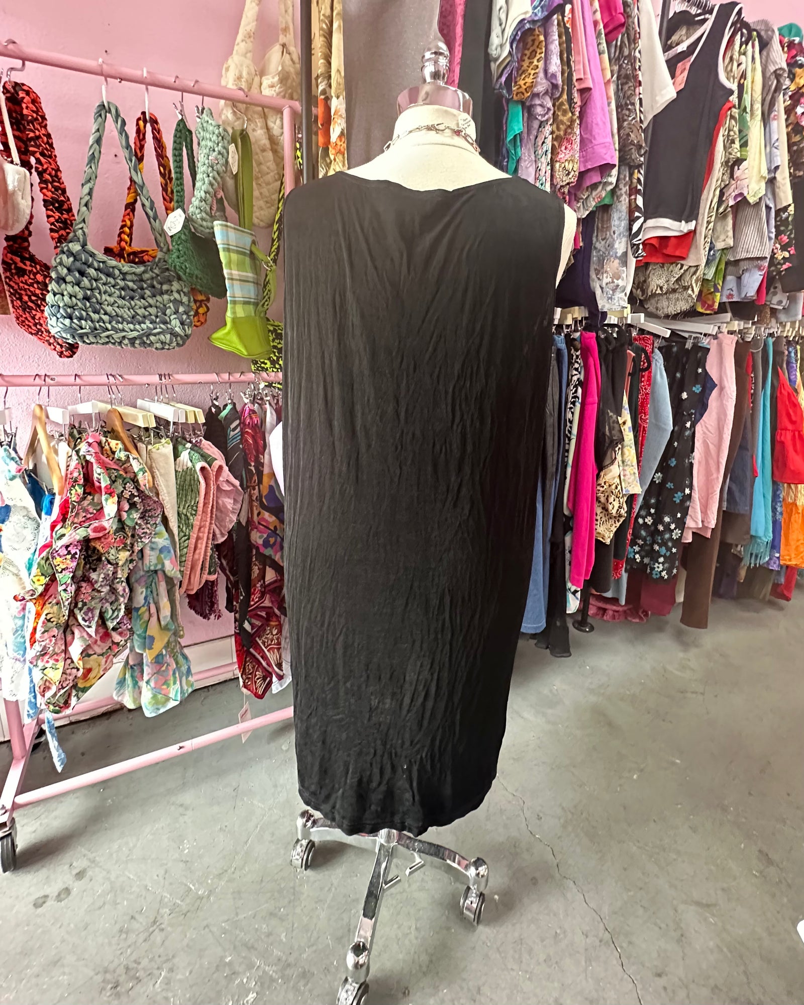 90s Slinky Wide Strap Tank Shift Dress