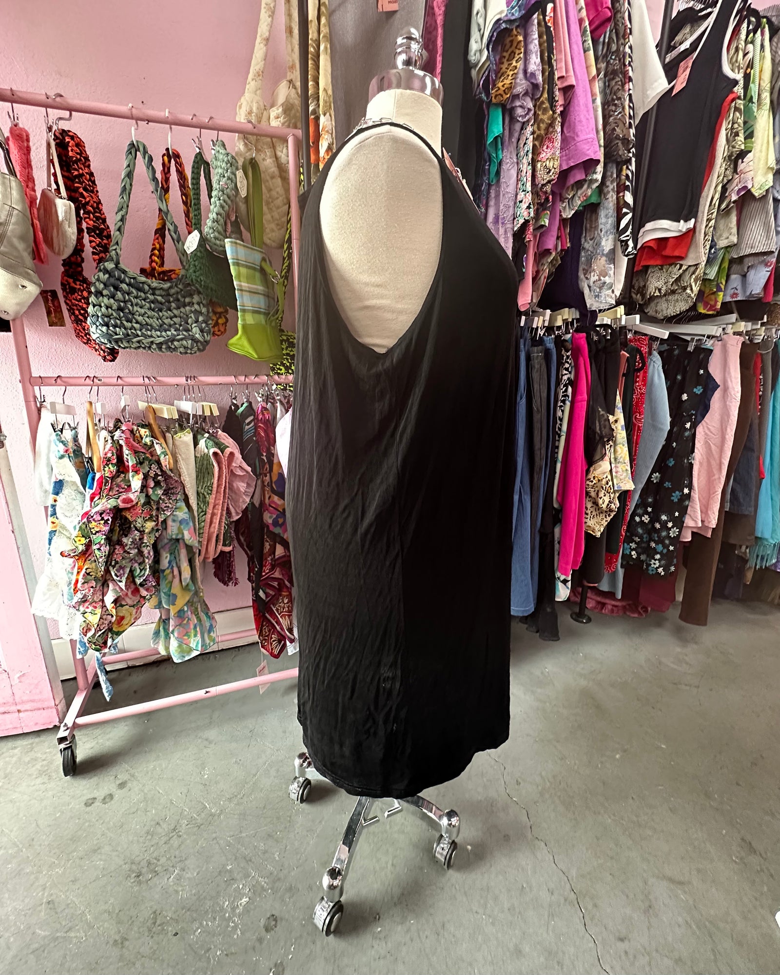 90s Slinky Wide Strap Tank Shift Dress