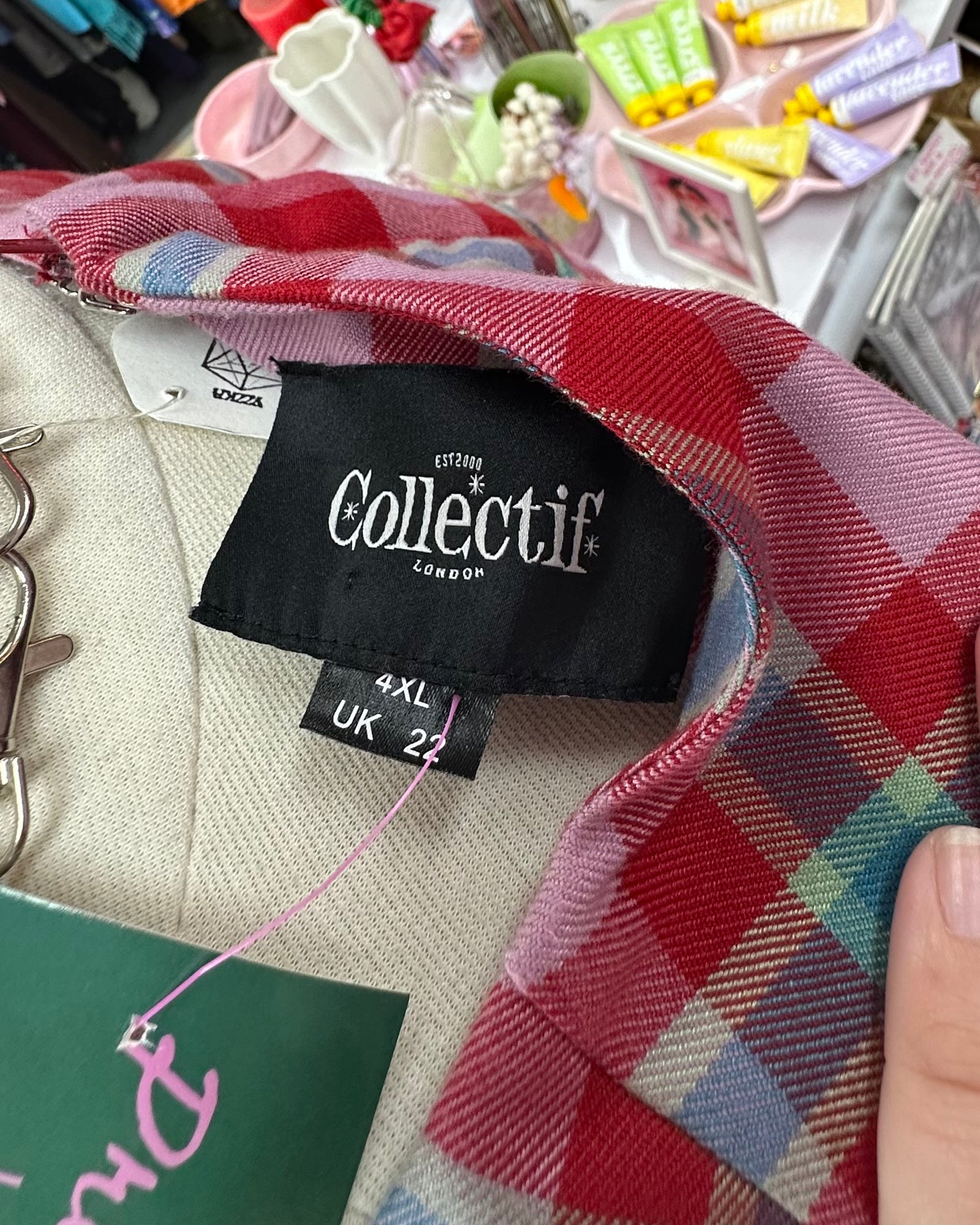 2000s Plaid Lover's Puff Sleeve Dress - 4X (fits like a 2X)