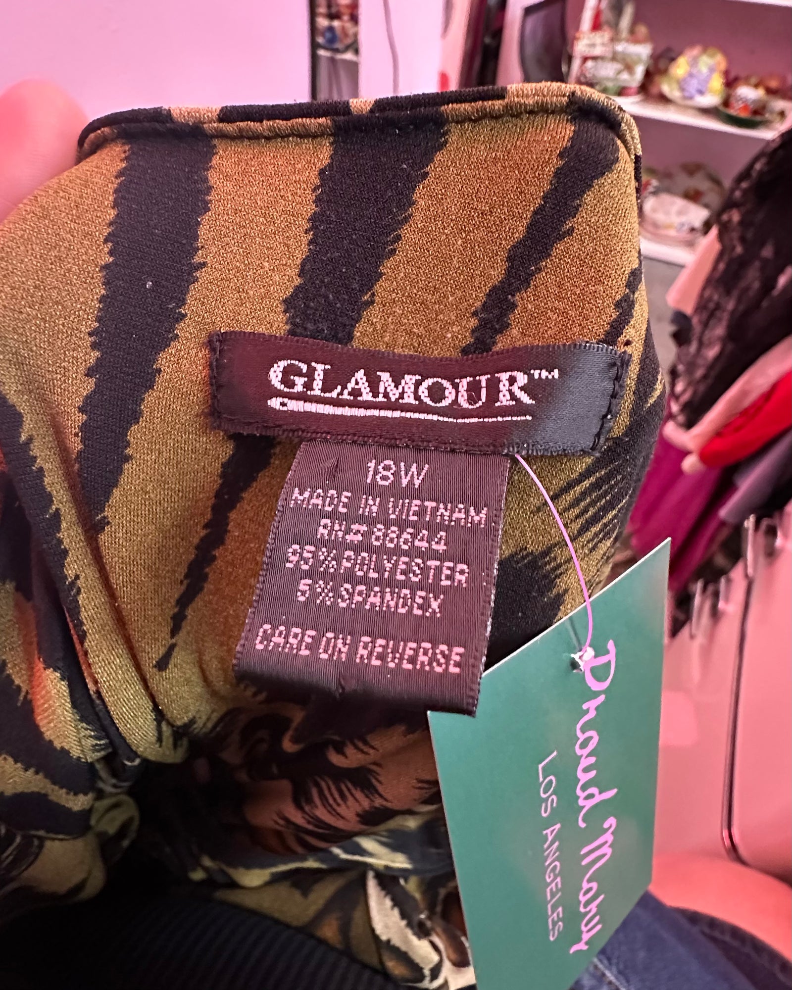 90s Mixed Animal Print Deep V Dress - 18 (runs large)