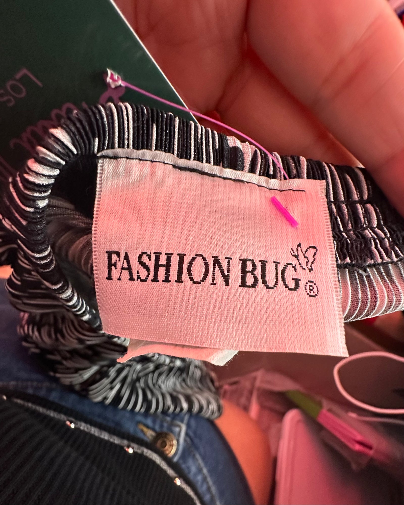 90s Black & White Crinkle Stretch Midi Skirt - 1X