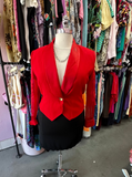 80s Red Sheer Sleeved Blazer - XL
