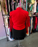 80s Red Sheer Sleeved Blazer - XL