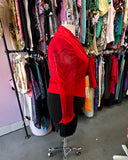 80s Red Sheer Sleeved Blazer - XL
