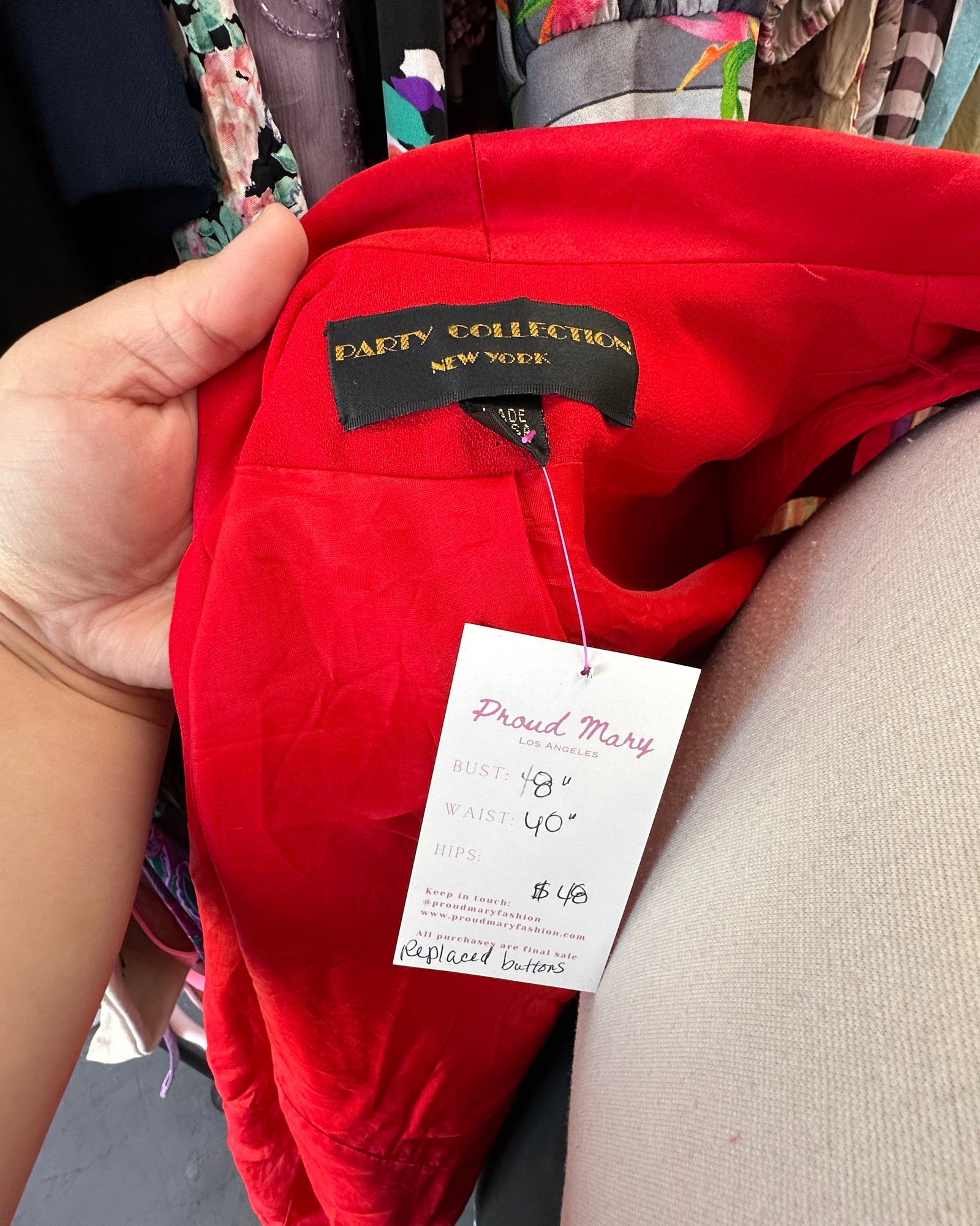 80s Red Sheer Sleeved Blazer - XL