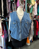 Denim Zip Up Vest - 3X