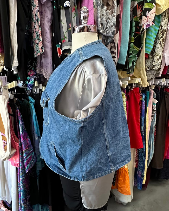 Denim Zip Up Vest - 3X