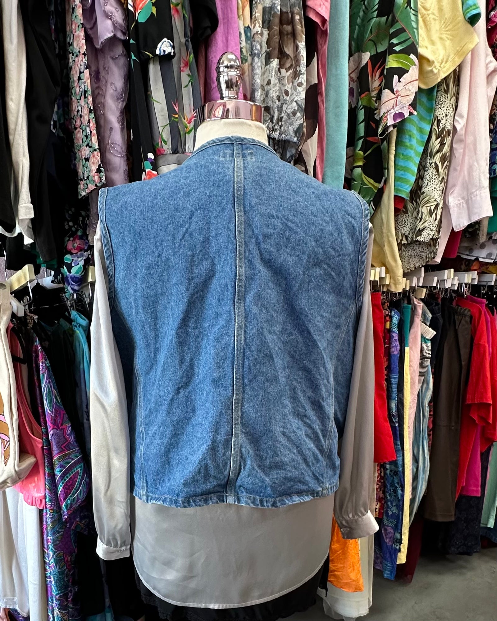 Denim Zip Up Vest - 3X
