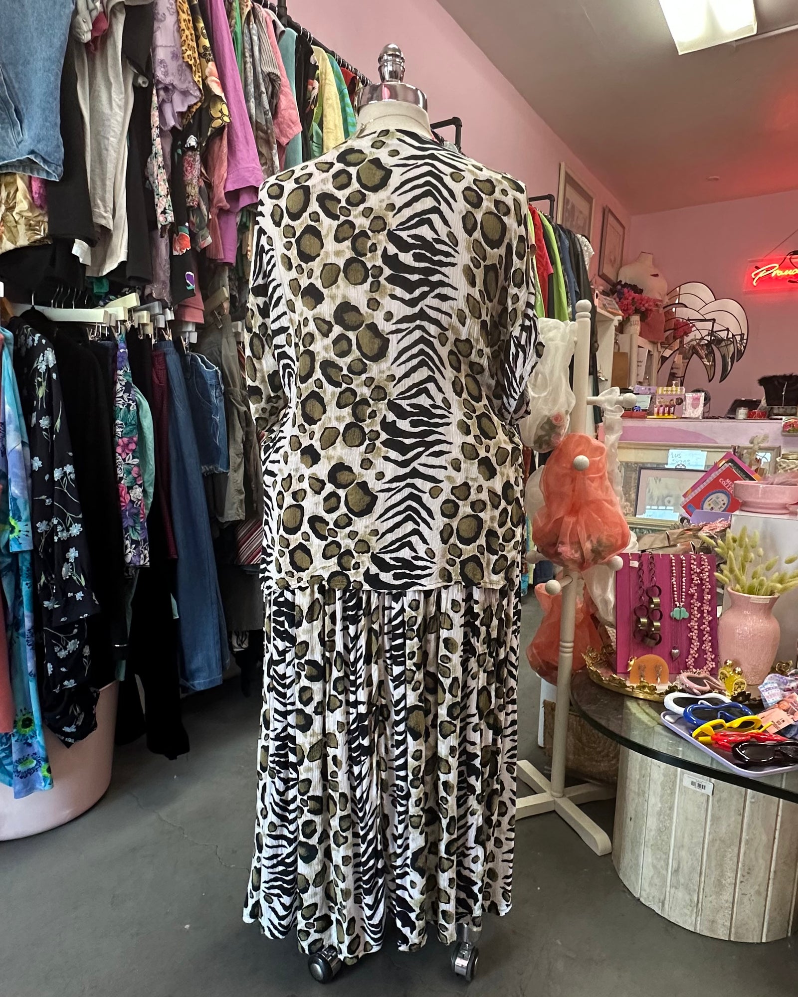 90's Animal Print Skirt Set