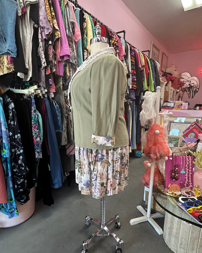 90's Floral Blazer and Pleated Skirt Set