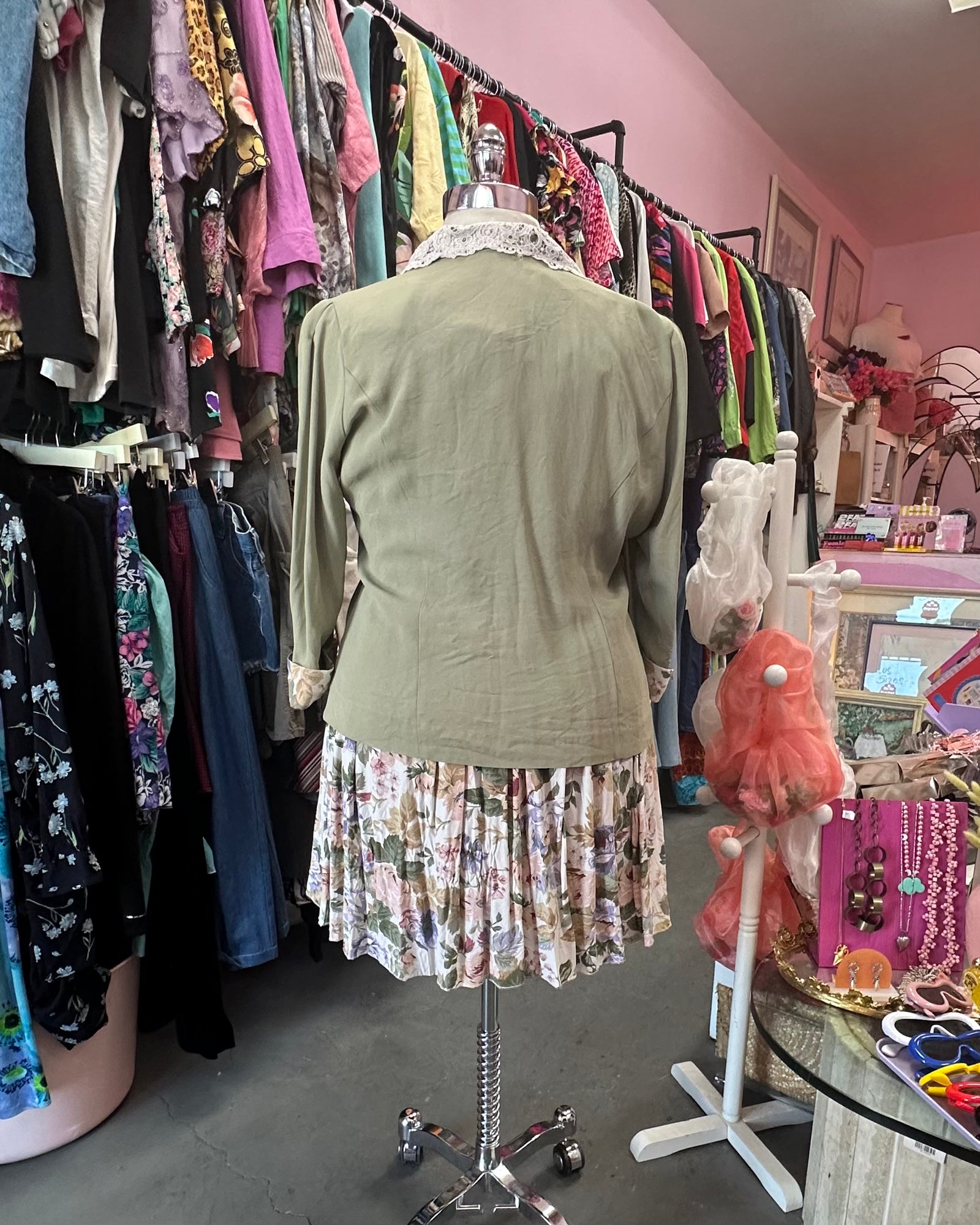 90's Floral Blazer and Pleated Skirt Set