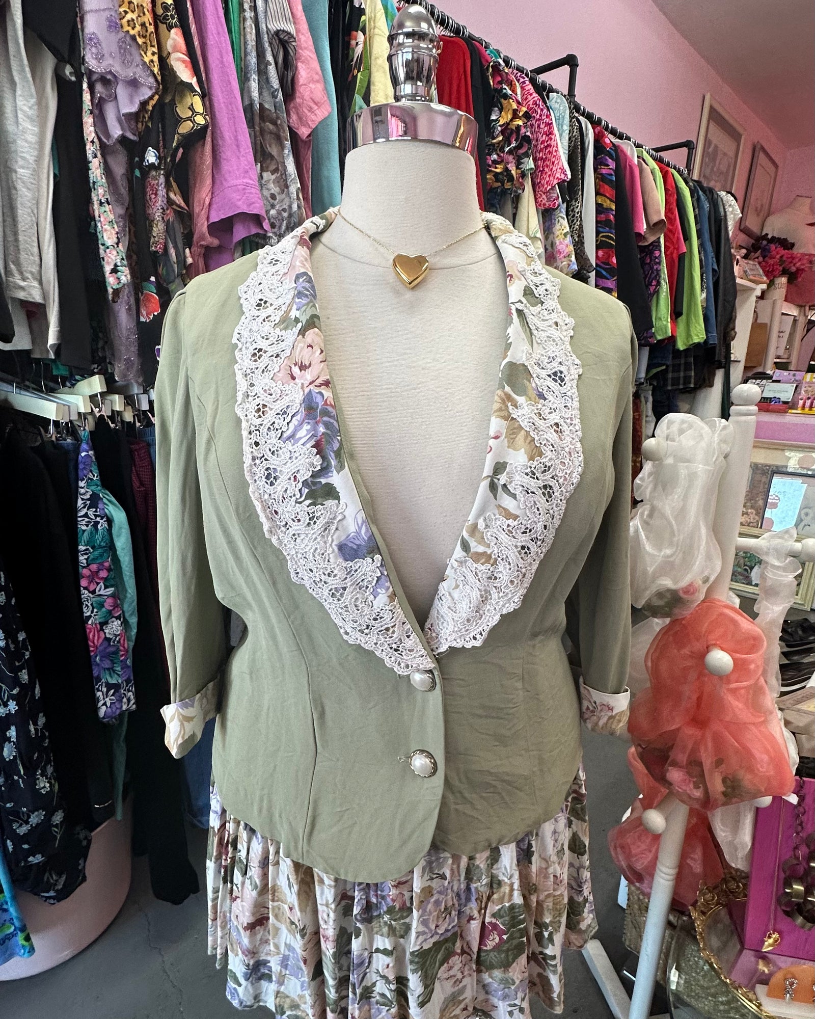 90's Floral Blazer and Pleated Skirt Set