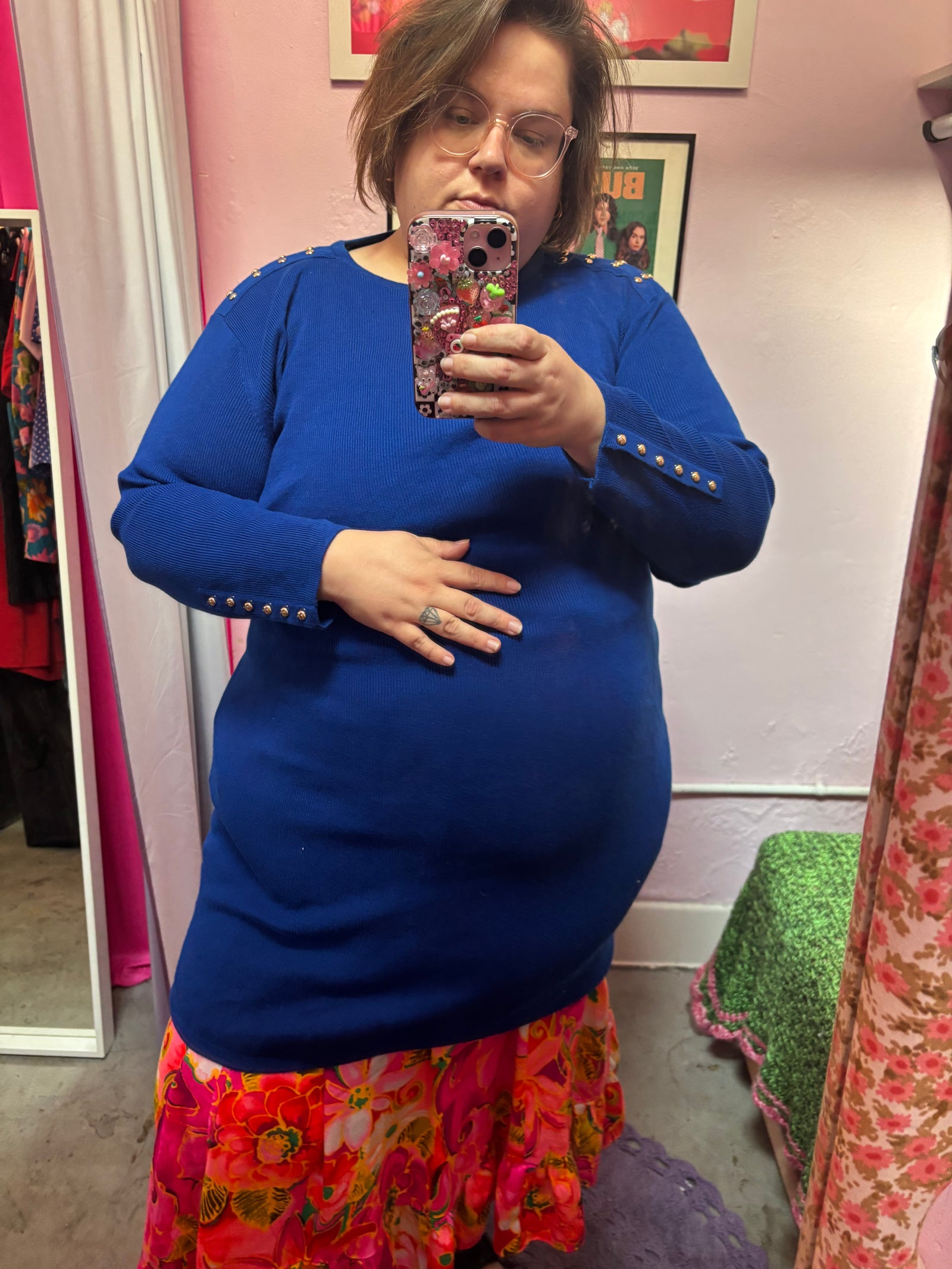 1980's Cobalt Sweater Dress - 2X - 4X