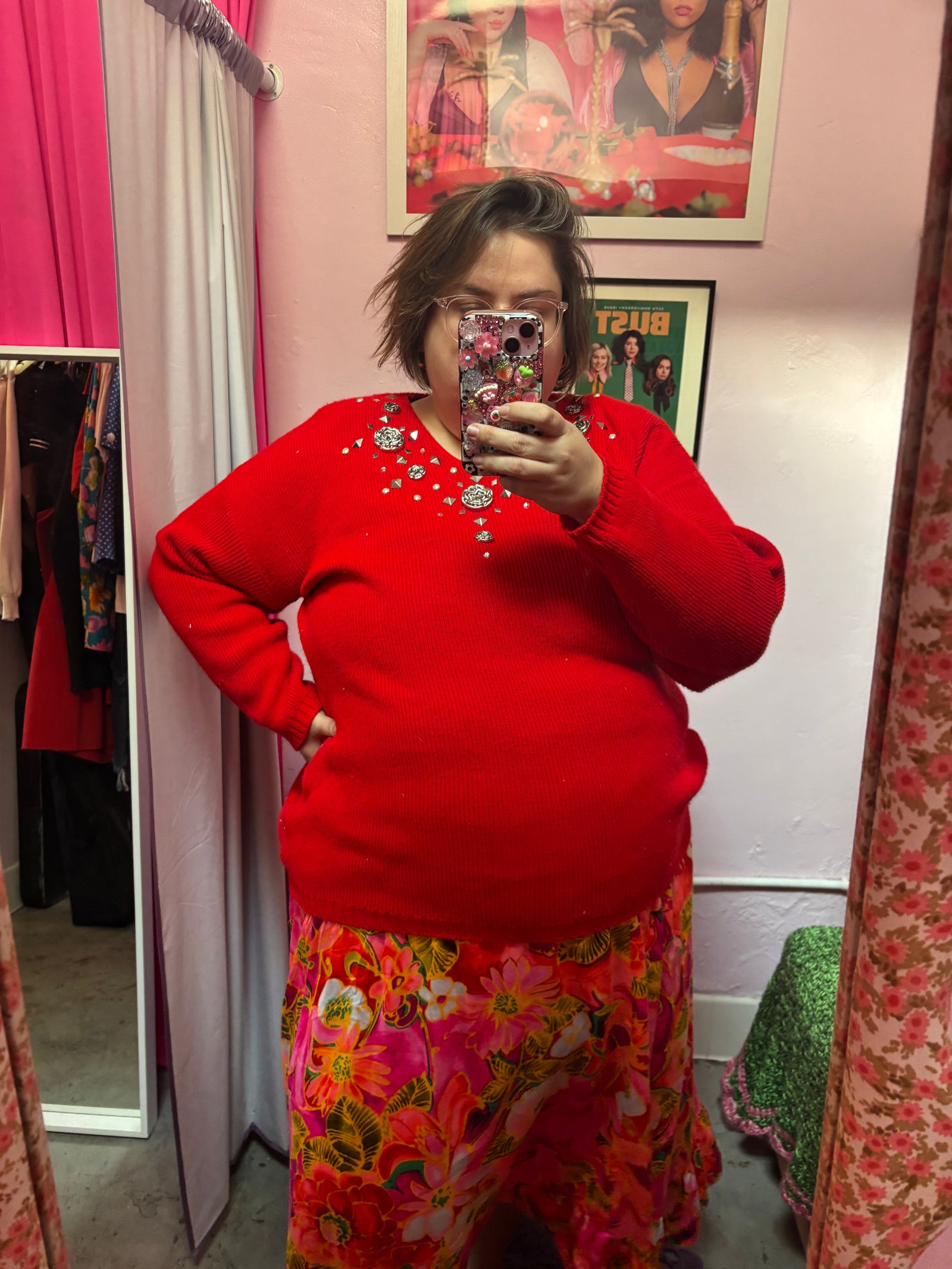 1980's Abstract Rose Sweater - 1X - 4X