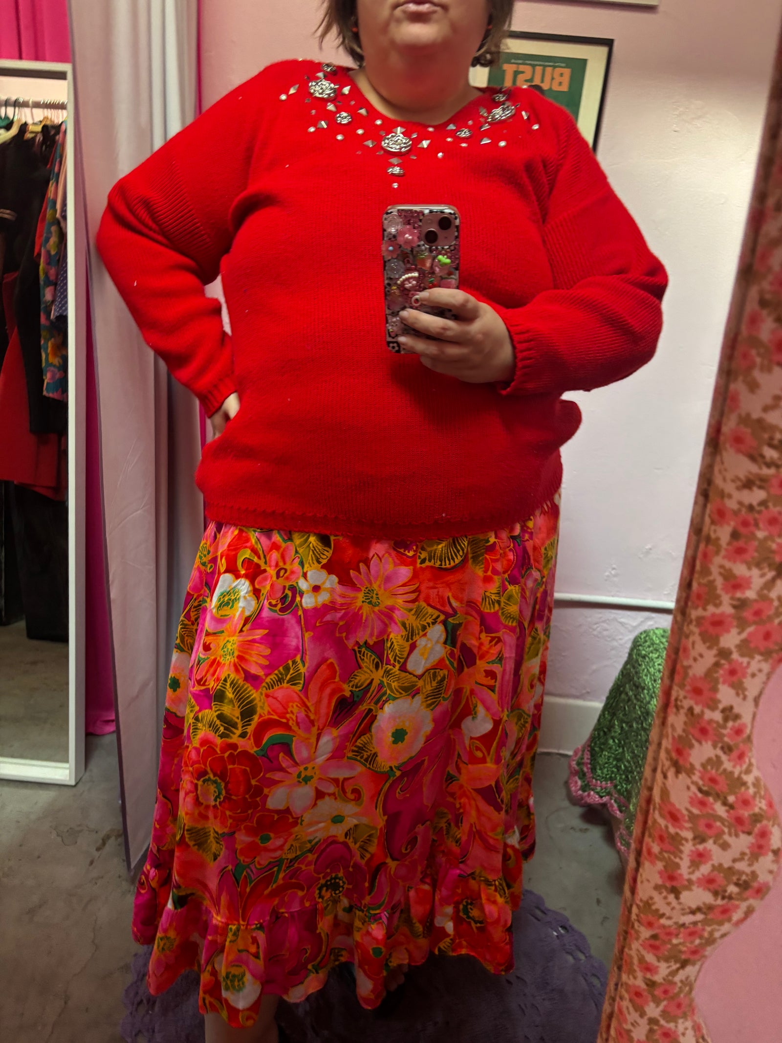 1980's Abstract Rose Sweater - 1X - 4X