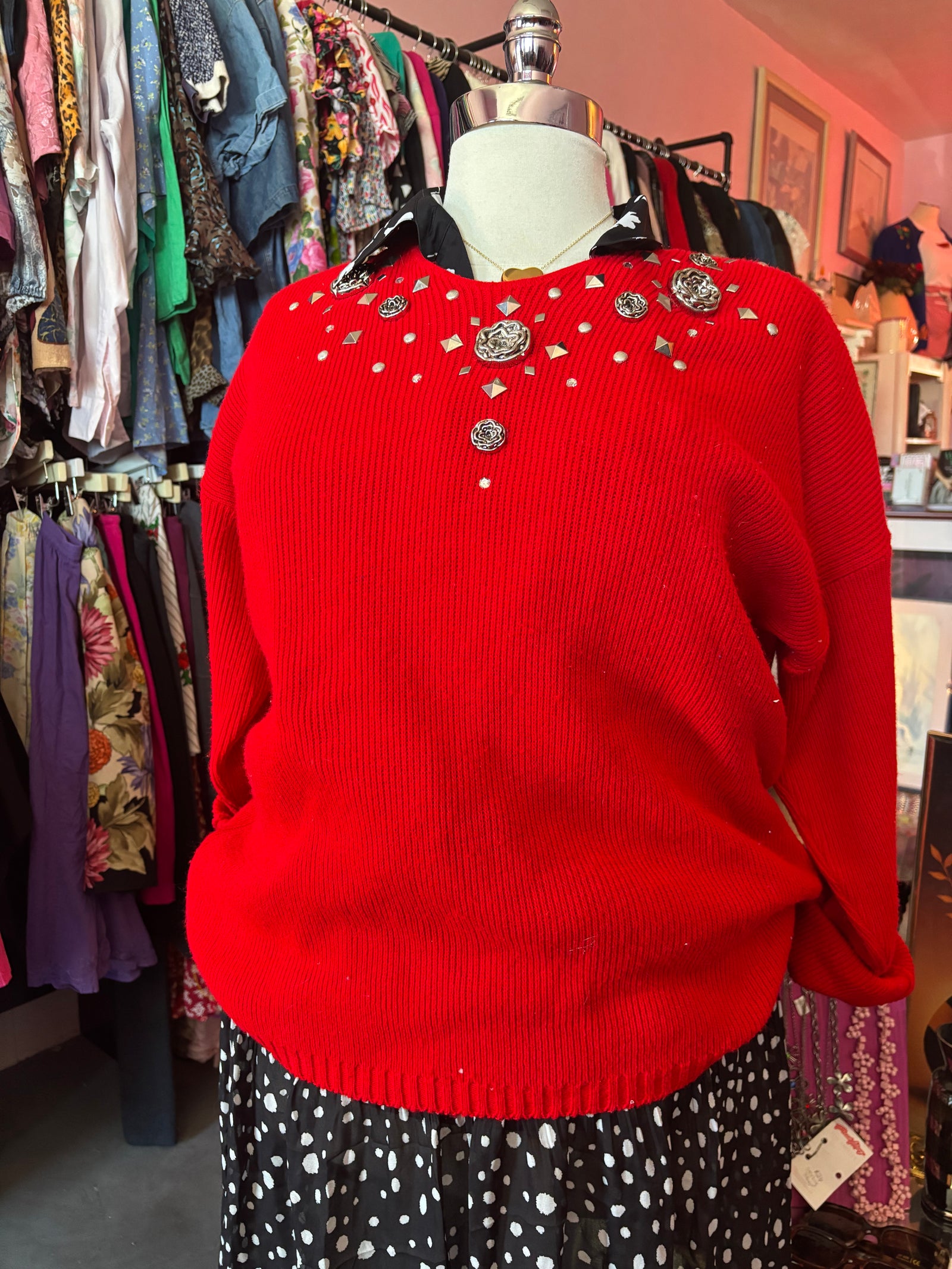 1980's Abstract Rose Sweater - 1X - 4X